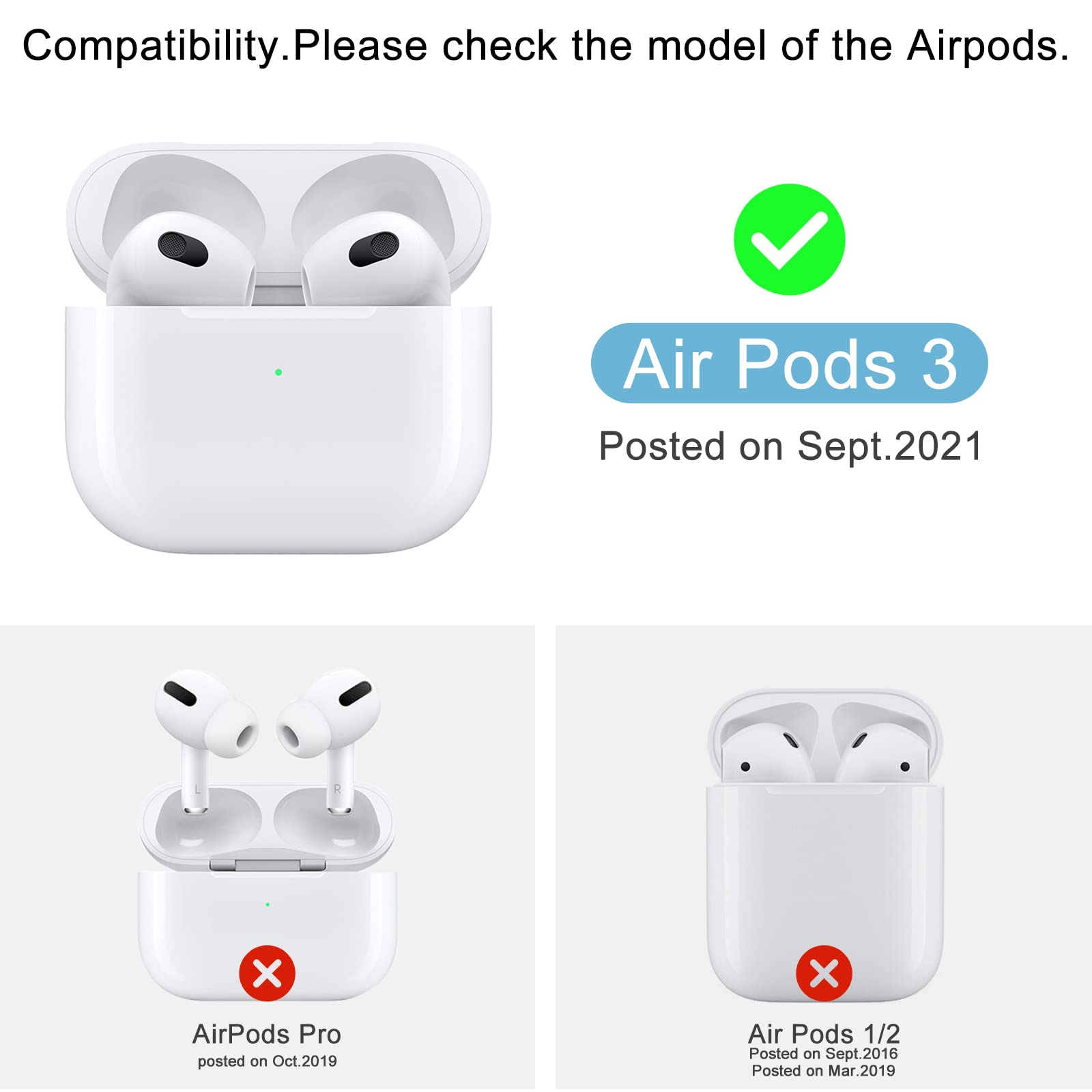 Premium Genuine Leather Case for AirPods 3 (2021) - Wireless Charging Compatible with Visible LED & Detachable Lanyard - Perfect for Travel, Work & Everyday Protection