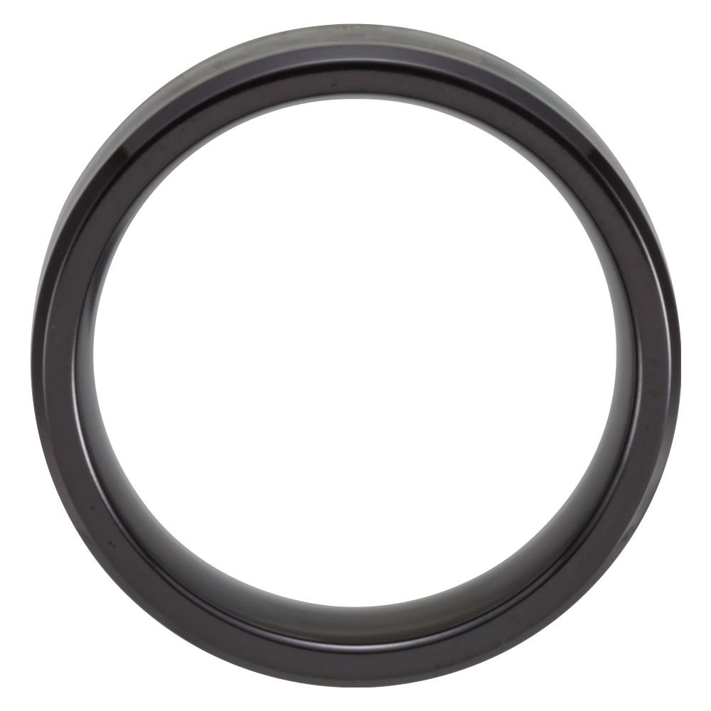 Jewels By Lux Black Titanium 8mm Beveled Wedding Band with Carbon Fiber Inlay - Durable & Stylish Ring for Men, Perfect for Weddings, Anniversaries & Everyday Wear