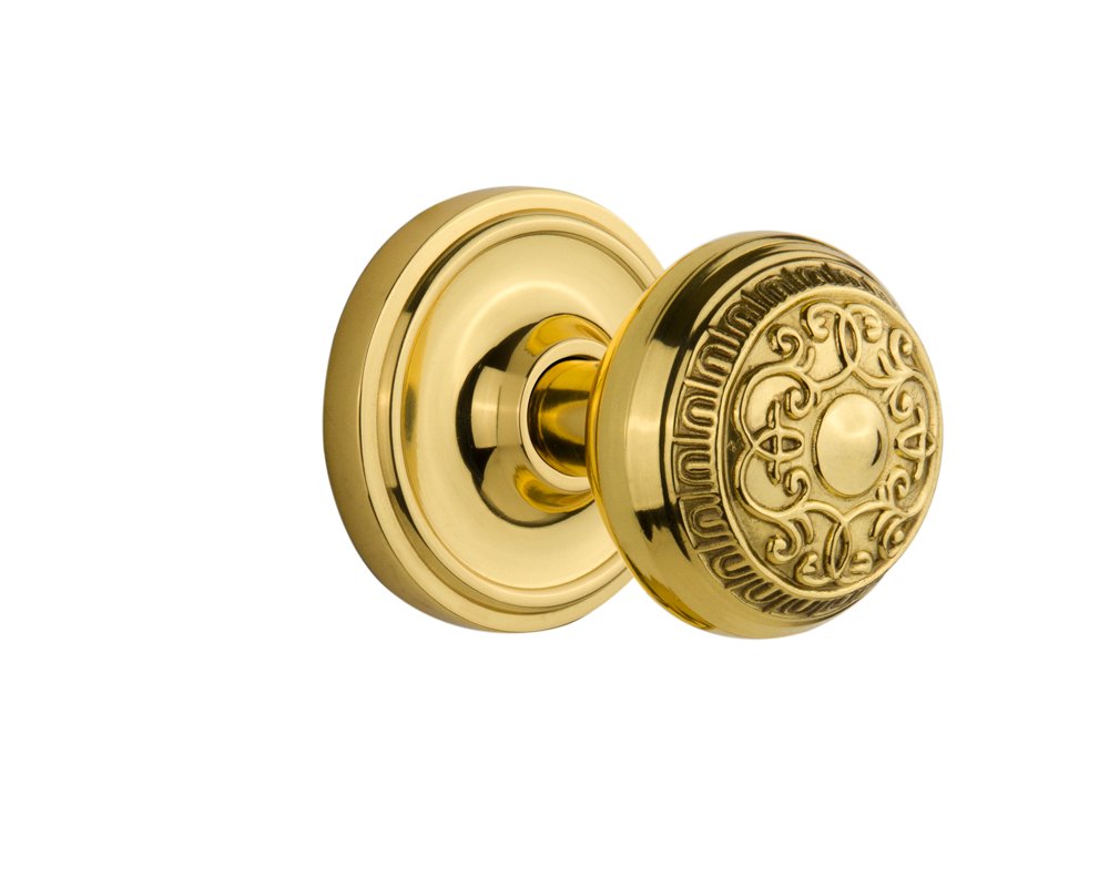 Vintage Round Door Knob with Classic Rosette & Egg & Dart Design - Nostalgic Warehouse - Perfect for Antique Home Decor & Victorian Style Doors