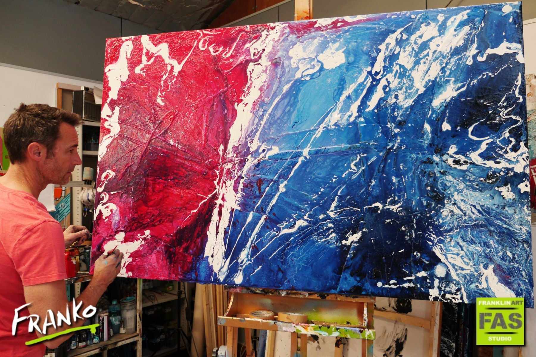 160cm x 100cm Blue Pink Abstract Canvas Painting - Modern Wall Art for Living Room, Bedroom & Office Decor - Better Than Sex Series