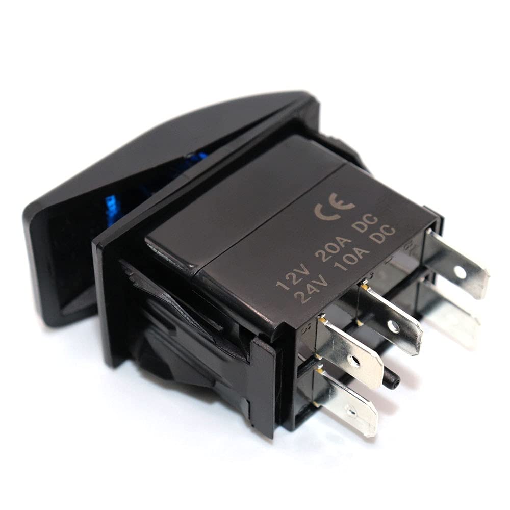 Waterproof 5-Pin SPST ON/Off Toggle Switch with Blue LED Light - 12V/24V Rocker Switch for Automotive, Truck, Boat & Marine Applications | Perfect for Driving Lights, Off-Road Vehicles & Marine Equipment