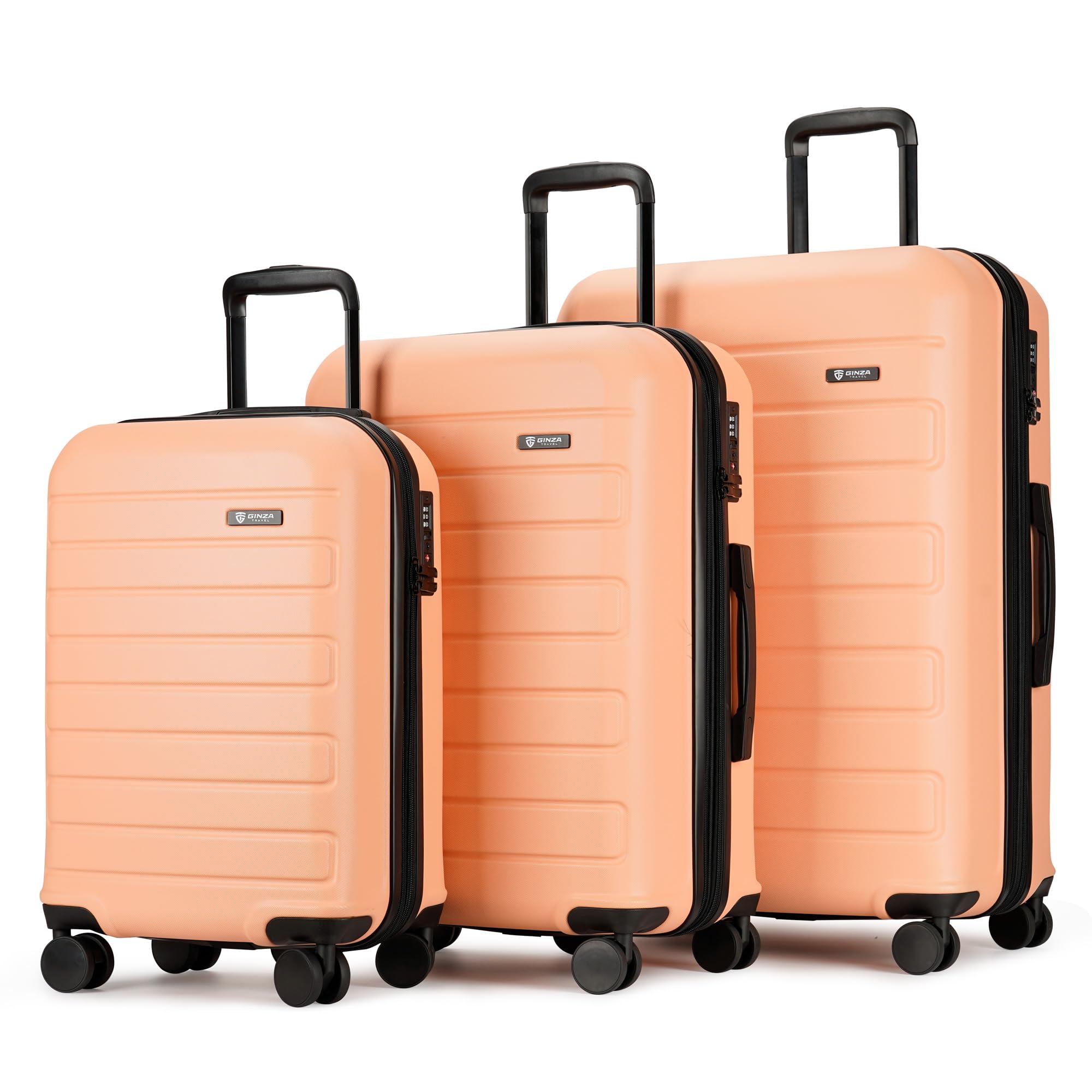 3-Piece Expandable ABS Hard Shell Luggage Set with TSA Lock & Spinner Wheels - Durable Scratch-Resistant Suitcase (Orange Yellow, 20/24/28 Inch) - Perfect for International Travel, Family Vacations & Business Trips
