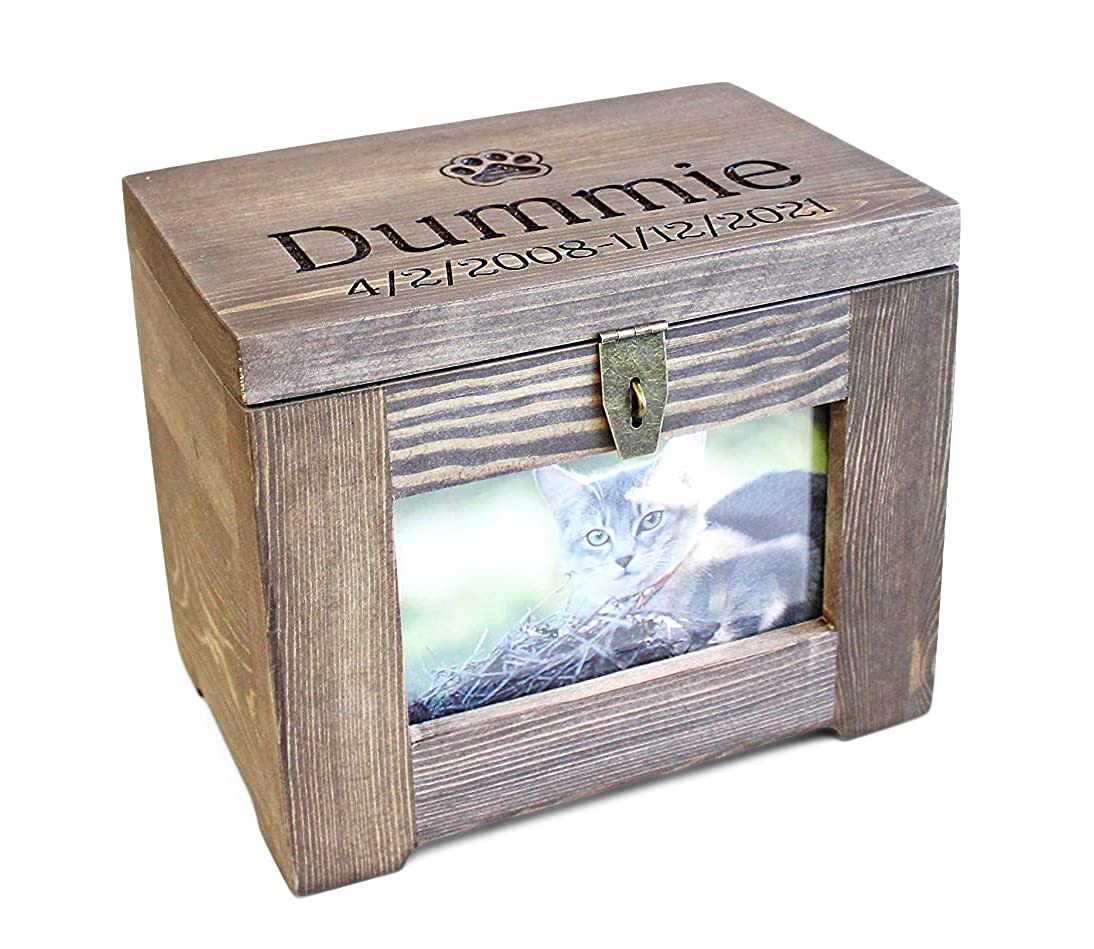 Personalized Pet Memory Box - Custom Cat Memorial Urn with Photo Frame - Perfect for Pet Ashes Keepsake & Memorial Display at Home