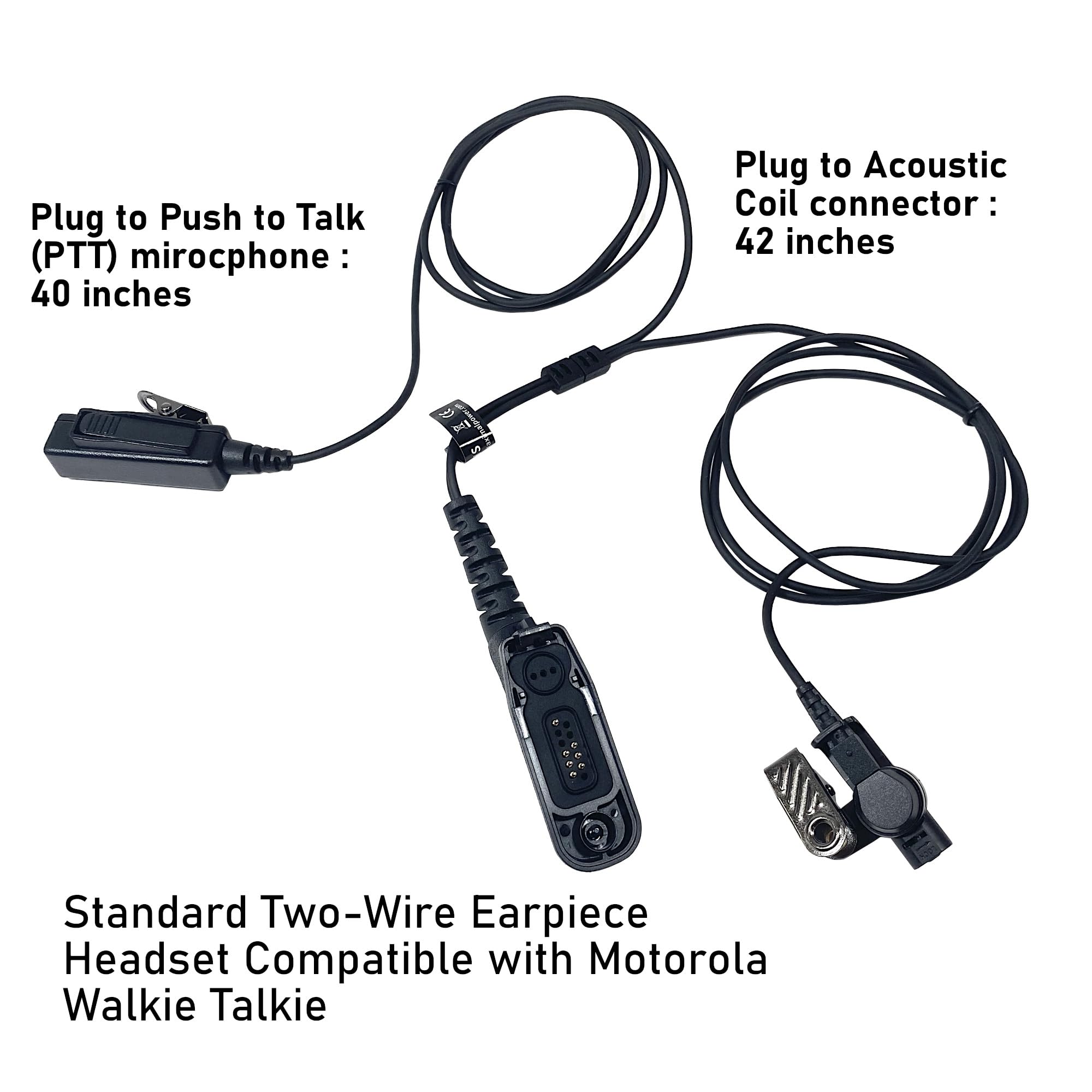 MaximalPower Motorola Radio Replacement Headset - Acoustic Tube Earpiece for XPR6500 XPR6550 XPR6580 APX7000 APX6000 | Durable Single-Wire Mic with Reinforced Cable & Left/Right Earmolds + Eartips | Perfect for Security, Construction & Emergency Communication