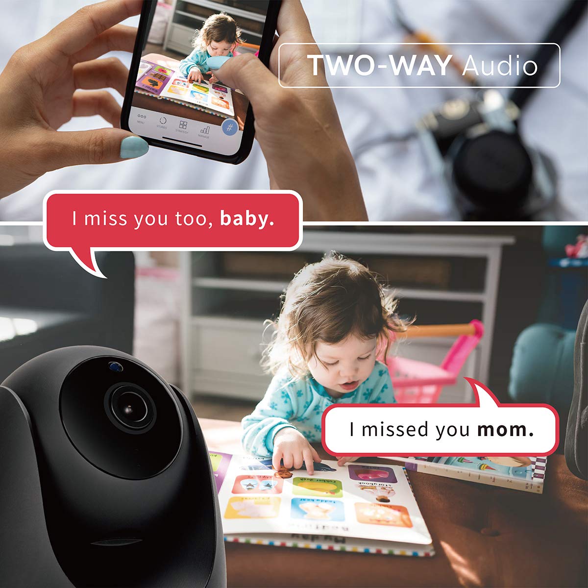 Wireless Security Camera Indoor WiFi - 1080P HD Pan Tilt Motion Detection Night Vision, 2-Way Audio Remote Control, TF Card Slot & Cloud Storage - Ideal for Home Baby Monitor Pet Surveillance (Black)