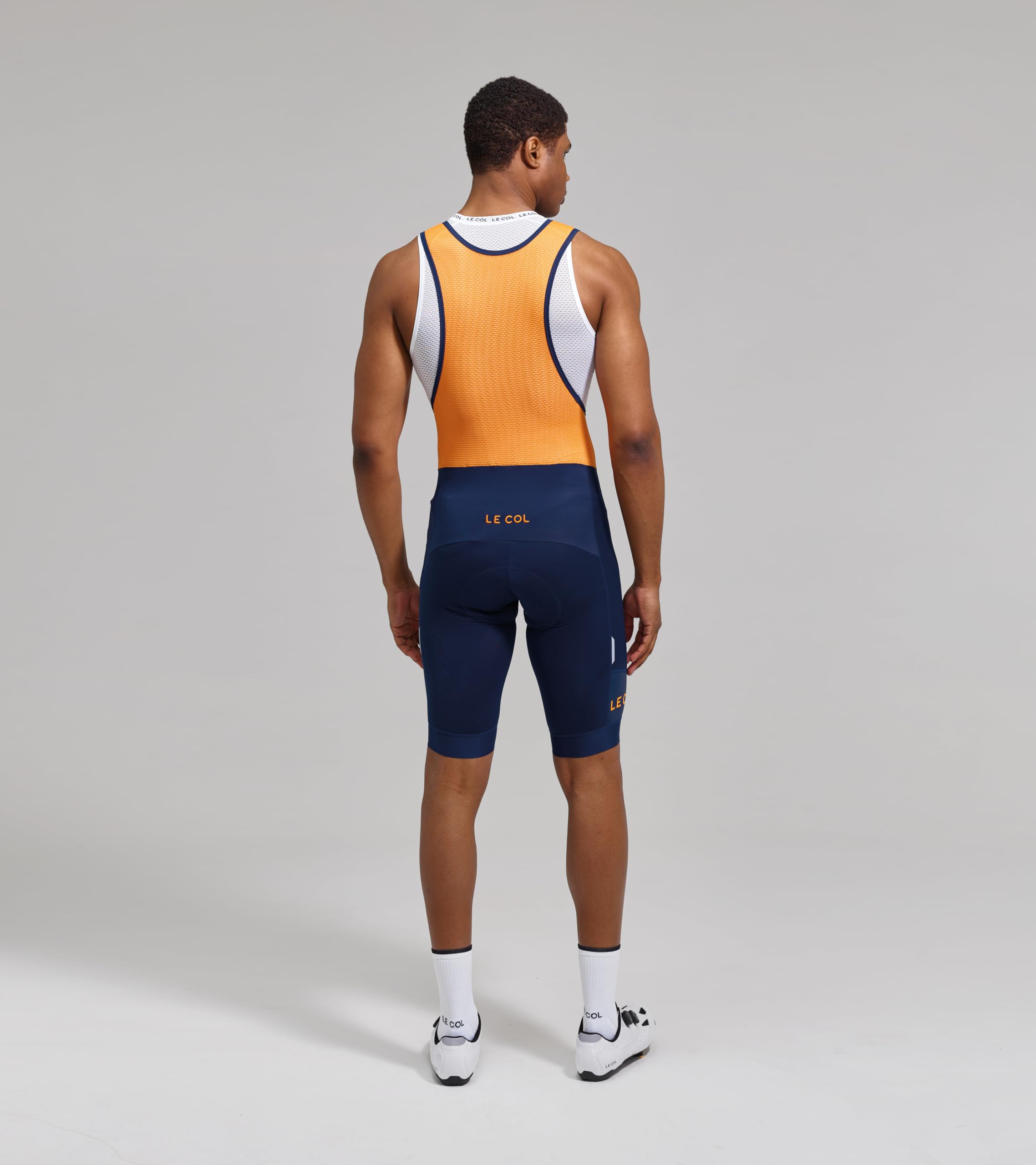Men's Sport Bib Shorts II - Padded Chamois Cycling Shorts with Gel Inserts for Comfort & Performance | Navy/Saffron | X-Large | Perfect for Road Biking, Spinning & Long Distance Cycling