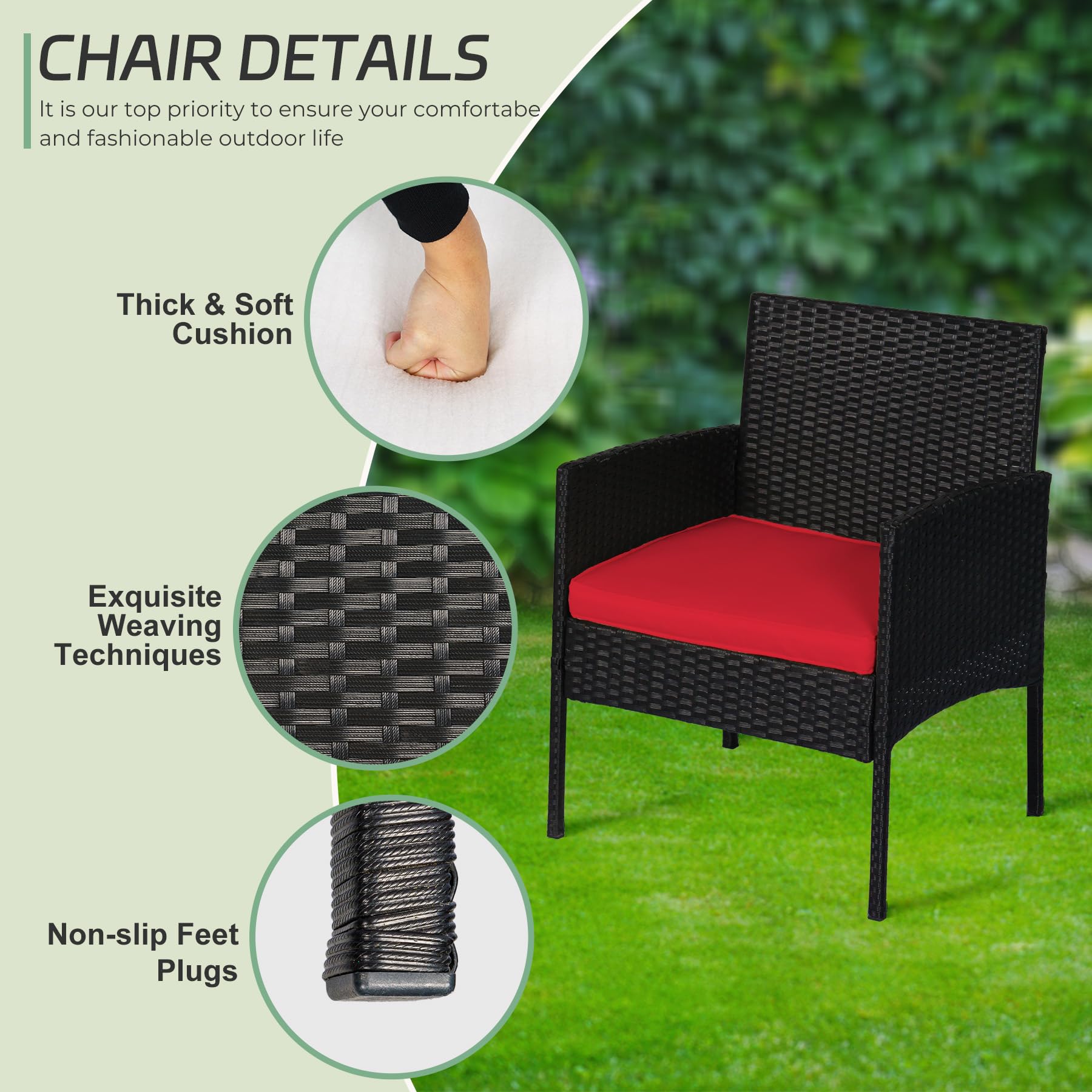 4-Piece Outdoor PE Rattan Patio Furniture Set - Wicker Sofa Sectional & Chairs for Garden, Yard, Porch - Perfect for Relaxing & Entertaining Guests