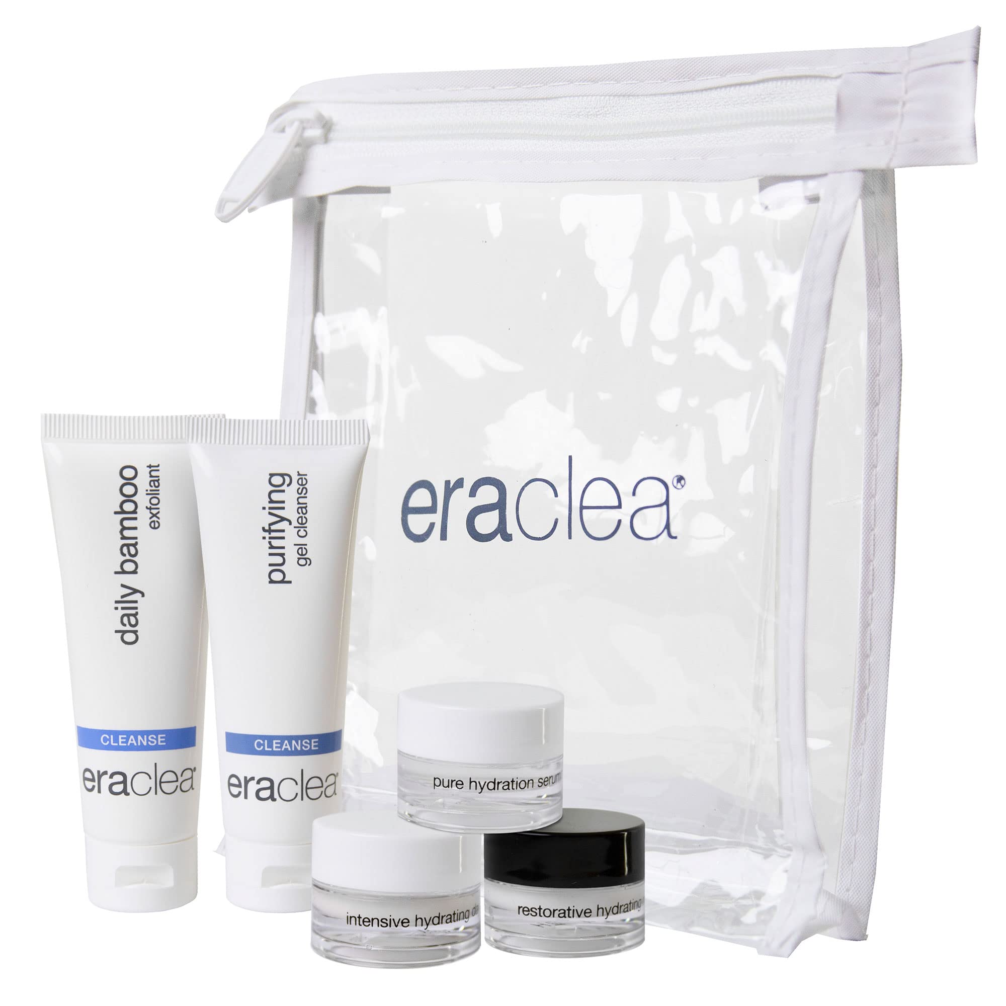 Eraclea Skincare Travel Set - 5 Piece Kit with Face Cleanser, Exfoliant, Soothing Serum, Day & Night Cream | Mini Skincare Gift for Women | Perfect for Travel, Vacation & On-The-Go Skincare Routine