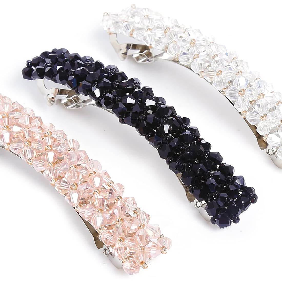 Shining Diva Fashion Crystal Hair Clips for Women, Girls & Kids - Elegant French Barrette Hair Accessories Set for Parties, Weddings & Daily Wear