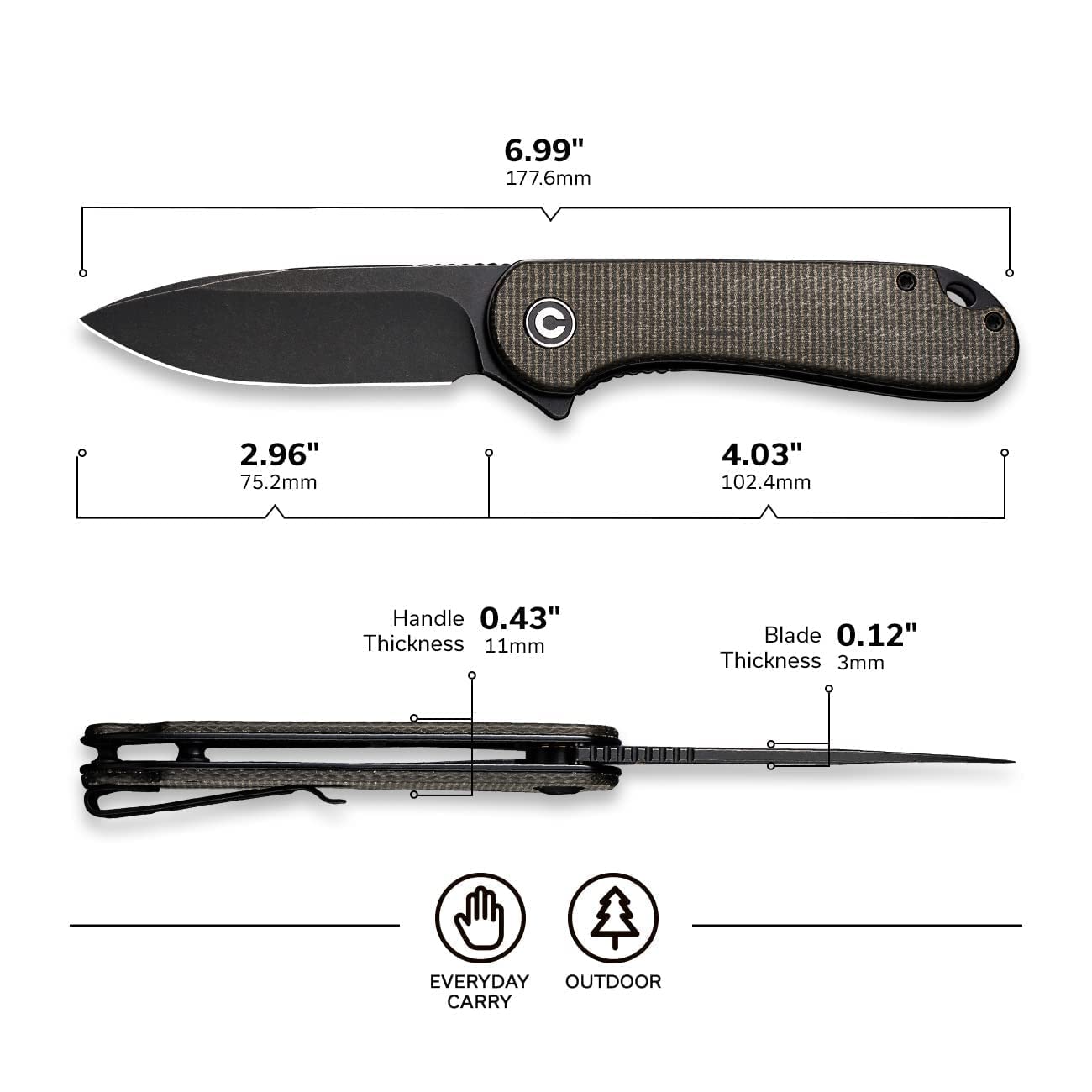 CIVIVI Elementum Folding Knife - Premium EDC Pocket Knife with Bundle | Perfect for Camping, Hiking & Everyday Carry