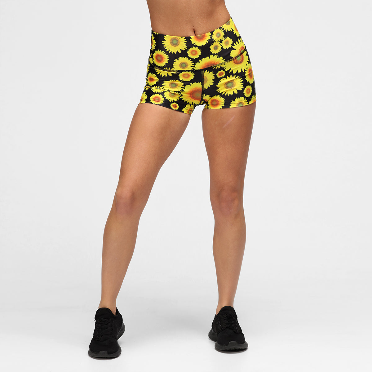 Sunflower Print Tiki Booty Shorts for Women - Comfortable & Stylish Summer Shorts for Beach, Pool, and Tropical Vacations