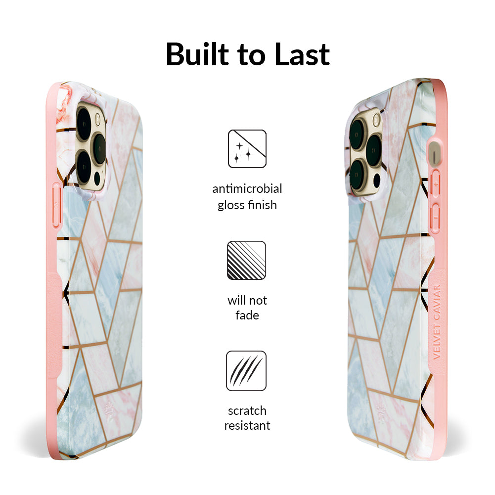 Stylish Geometric Marble Pattern iPhone Case - Durable Protective Cover for iPhone 13/12/11/X - Perfect for Everyday Use, Travel & Fashion Accessories