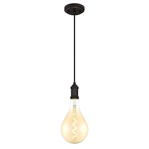Vintage Style LED Mini Pendant Light - Oil Rubbed Bronze Finish with Oversized Edison Bulb - Perfect for Kitchen Island, Dining Room, or Bar Lighting