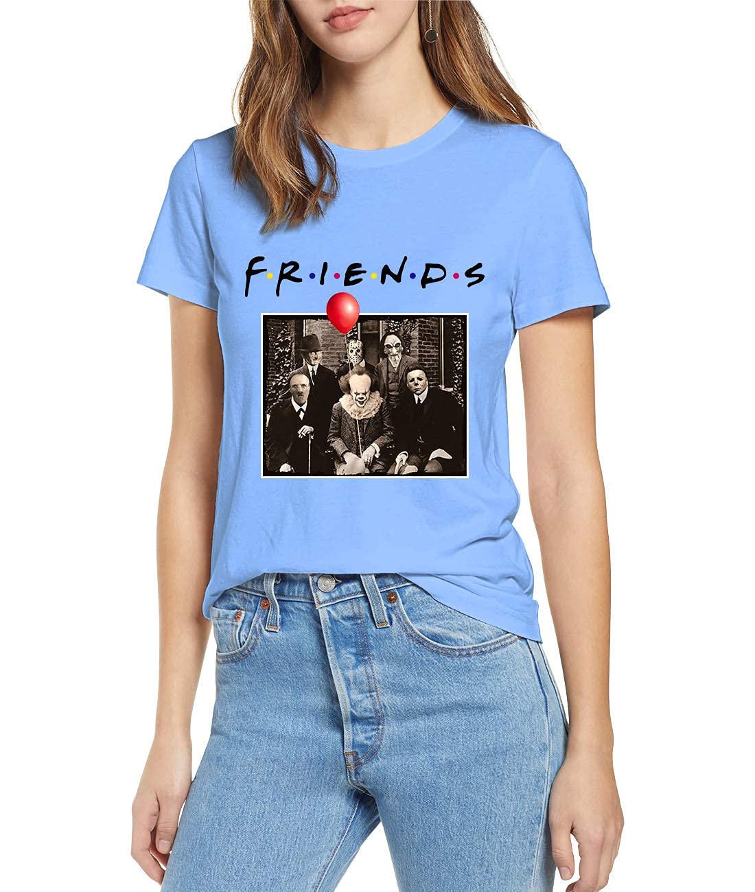 Friends Horror Halloween T-Shirt - Michael Myers & Jason Scary Movie Tee for Women & Men | Halloween Costume, Cosplay & Horror Movie Fan Gift
