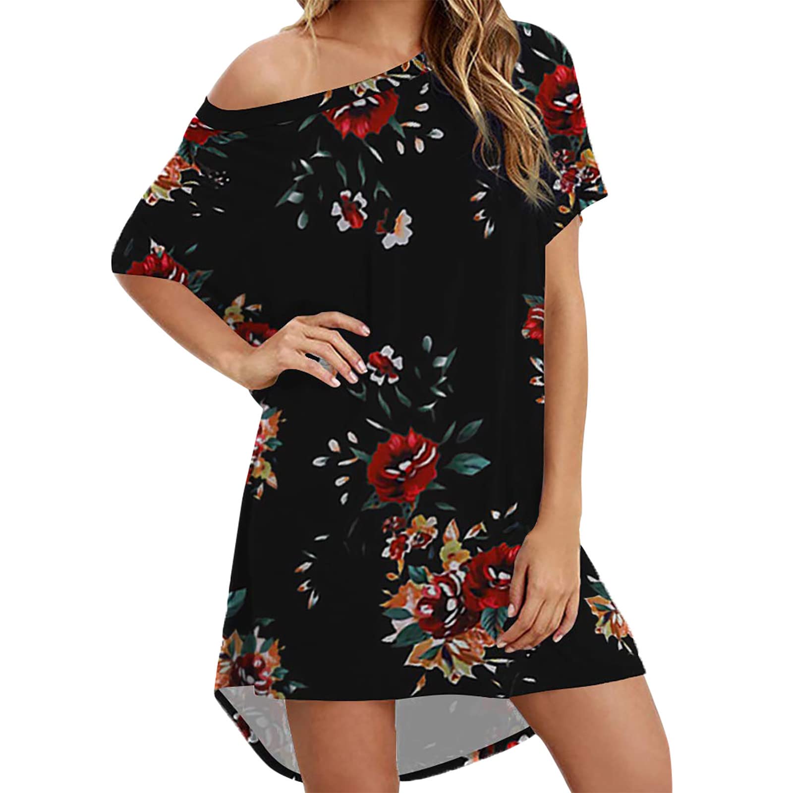 Kuluzego Women's Long Sleeve Graphic Print Dress for Fall & Summer 2022 - Casual Boho Maxi Dress for Beach, Party, and Everyday Wear