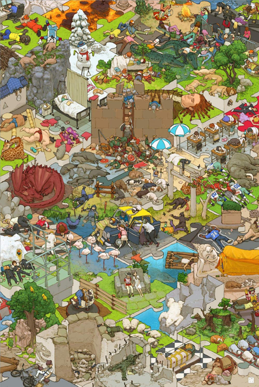 2000 Piece Adult Jigsaw Puzzle - Anime Town Snowman Scene - Educational Brain Teaser & Stress Relief Toy - Fun Family Game for Kids and Adults - Perfect for Relaxation, Holiday Decor & Quality Family Time