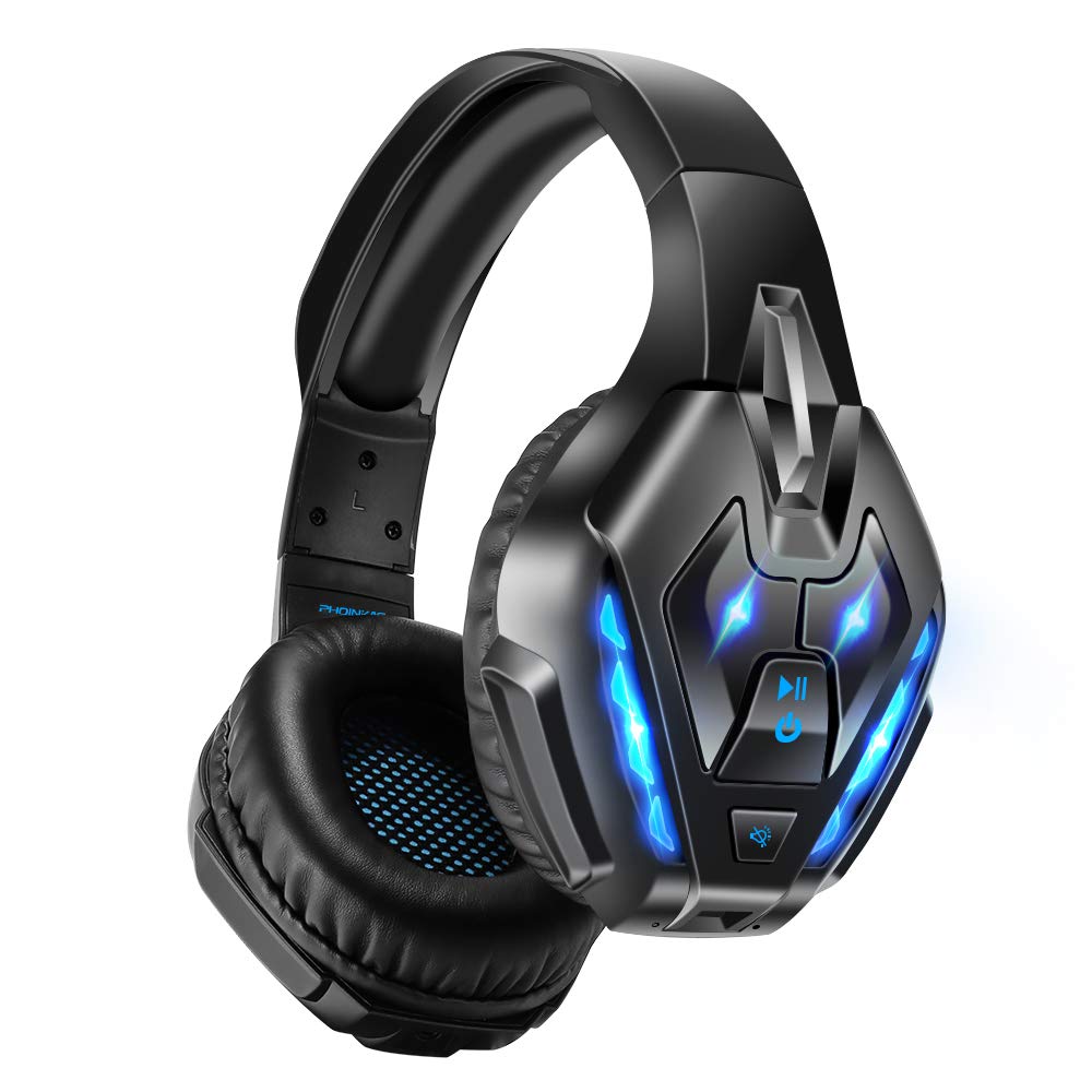 PHOINIKAS PS5 Gaming Headset - Wireless Bluetooth 5.3 Headphones with Stereo Sound & Detachable Mic for PS4, PS5, PC, Nintendo Switch, Xbox One, Laptop, Phone & Tablet - 40H Playtime (Blue) | Perfect for Gaming, Streaming & Online Meetings