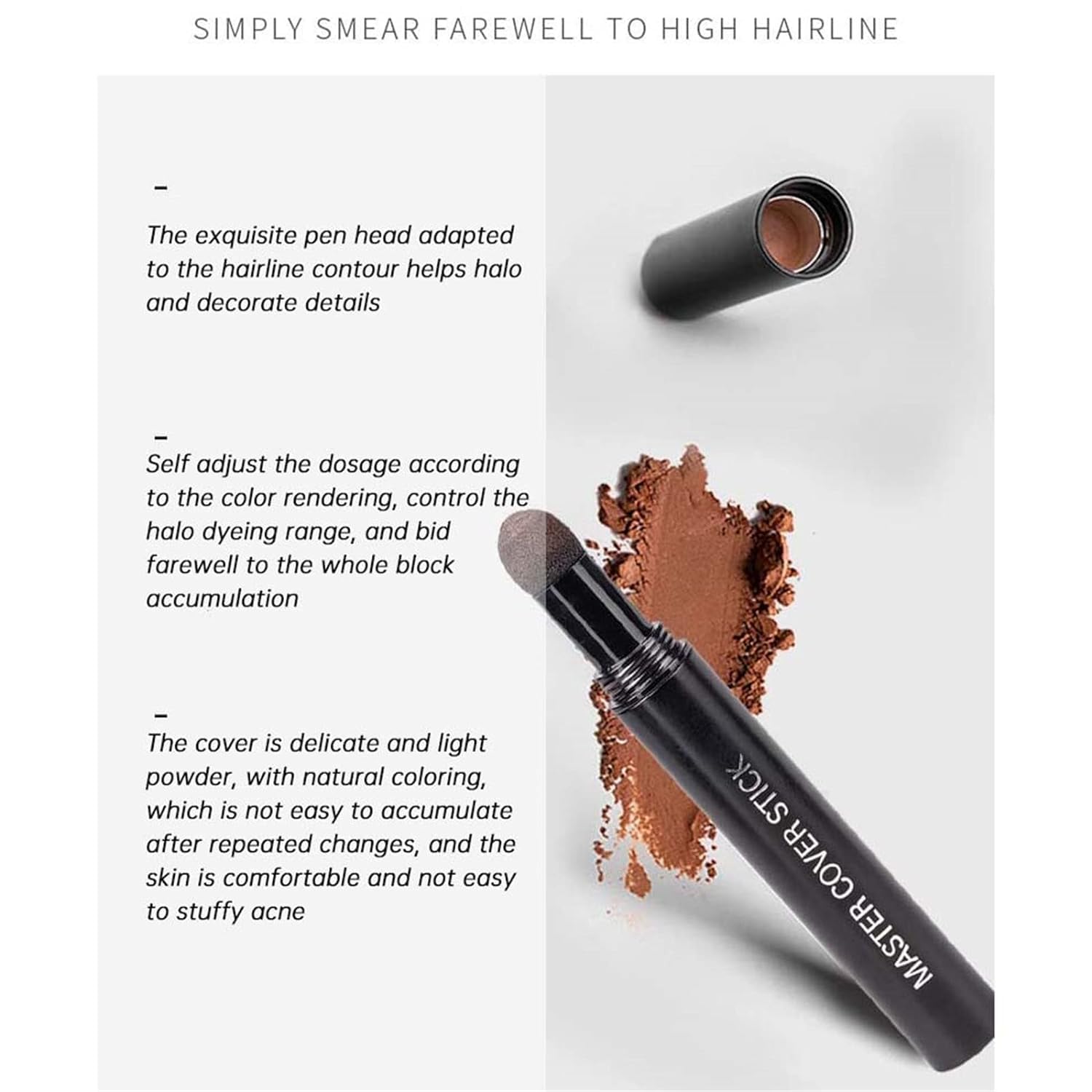 Flipco Hairline Powder Stick - Waterproof Root Cover Up & Hair Shadow Concealer for Instant Gray Coverage - Dark Brown Hair Shading Sponge Pen for Eyebrows & Roots | Perfect for Daily Use, Touch-Ups & Special Occasions