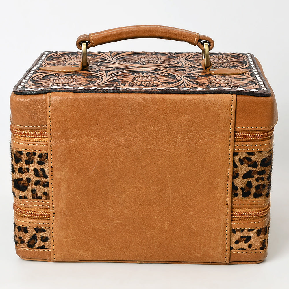 Genuine Leather Western Handbag for Women - American Darling Adbga454E Jewelry Case with Hand Tooled Hair Design | Perfect for Cowgirl Style, Rodeo Events & Western Fashion Accessories