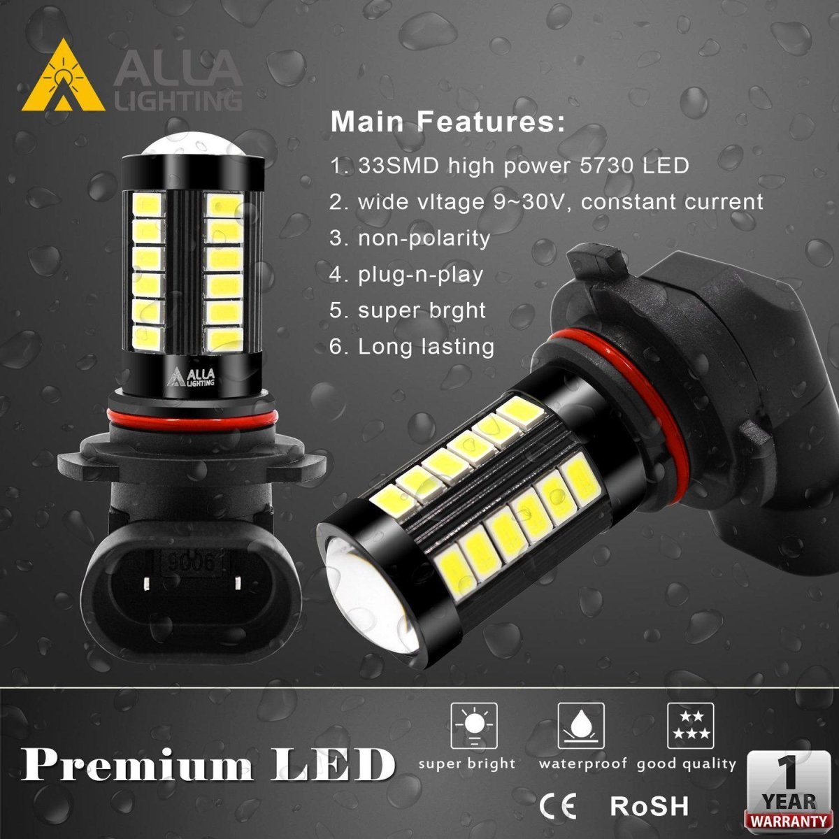 9006 HB4 LED Fog Light Bulbs - Super Bright 5730 SMD, 6000K Xenon White - Perfect for Trucks, SUVs & Off-Road Vehicles in Foggy or Low Visibility Conditions