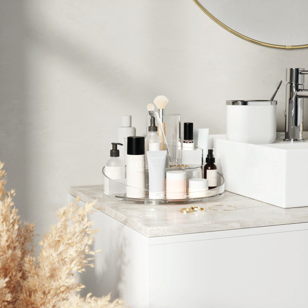 Casada Cosmetic Organizer - 3-Tier Makeup Storage Box with Mirror | Travel Vanity Case for Bathroom, Bedroom & Dorm | Perfect for Brushes, Lipsticks & Skincare Products