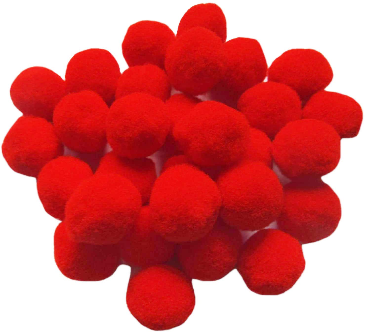 YYCRAFT 100pcs 1 Inch Soft Fluffy Pom Poms Balls - Premium DIY Craft Supplies for Scrapbooking, Knitting, Party Decorations & Home Decor (Red)
