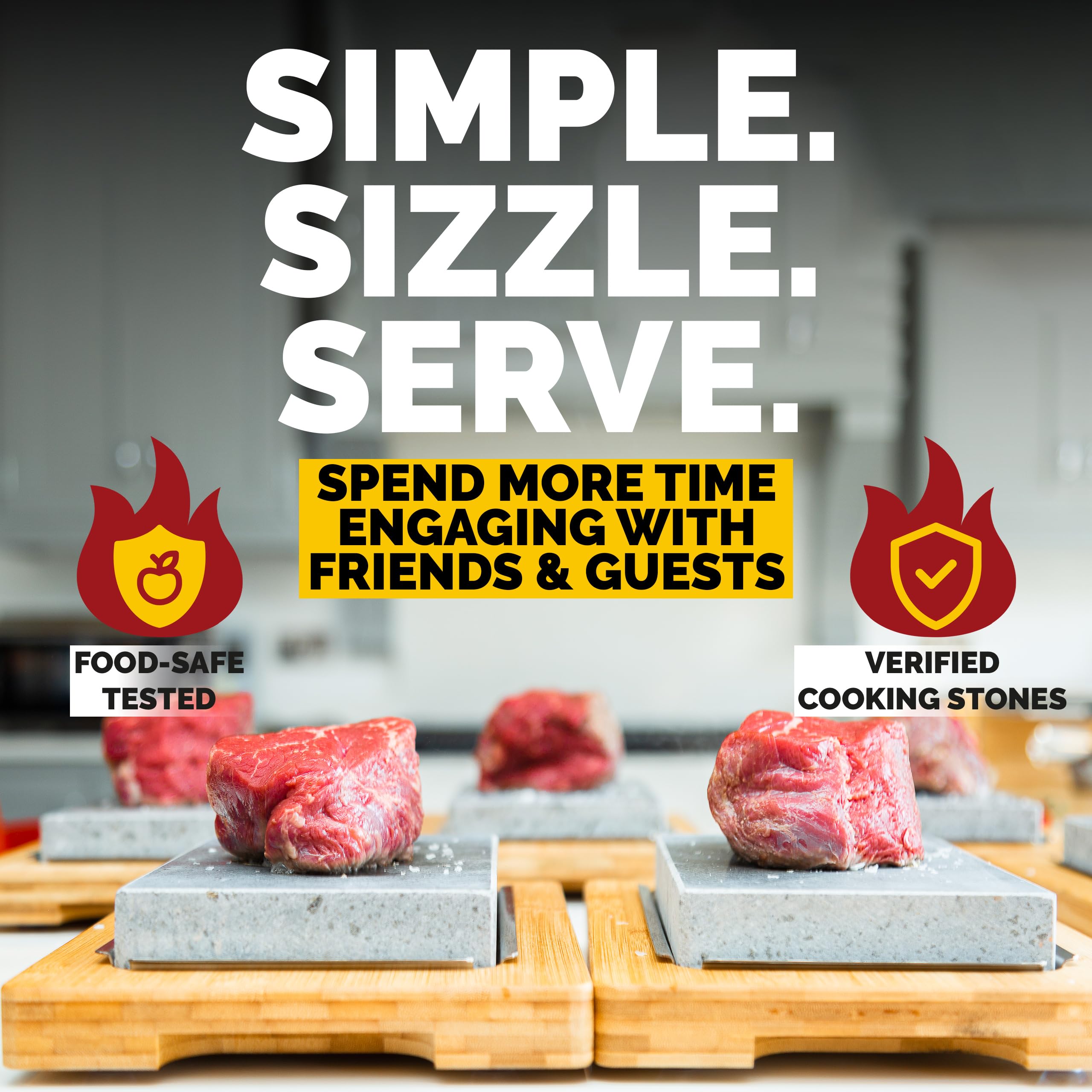 Premium Black Rock Grill Set - Restaurant-Grade Hot Stone Cooking Kit with Extra-Thick Lava Stone for Perfectly Sizzling Steaks | Indoor & Outdoor BBQ, Backyard Parties, Camping & Gourmet Home Dining