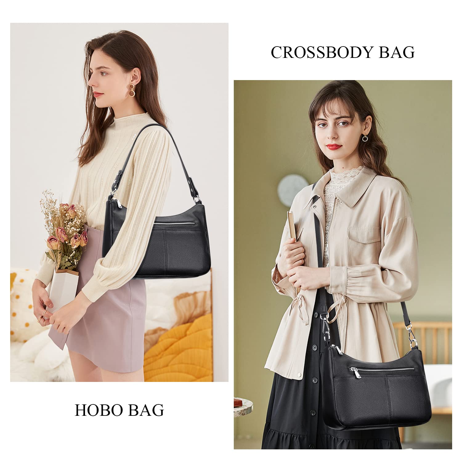 Premium Soft Leather Crossbody Bags for Women - Multi-Pocket Shoulder Purse & Messenger Bag - Stylish Everyday Carry for Work, Travel & Shopping