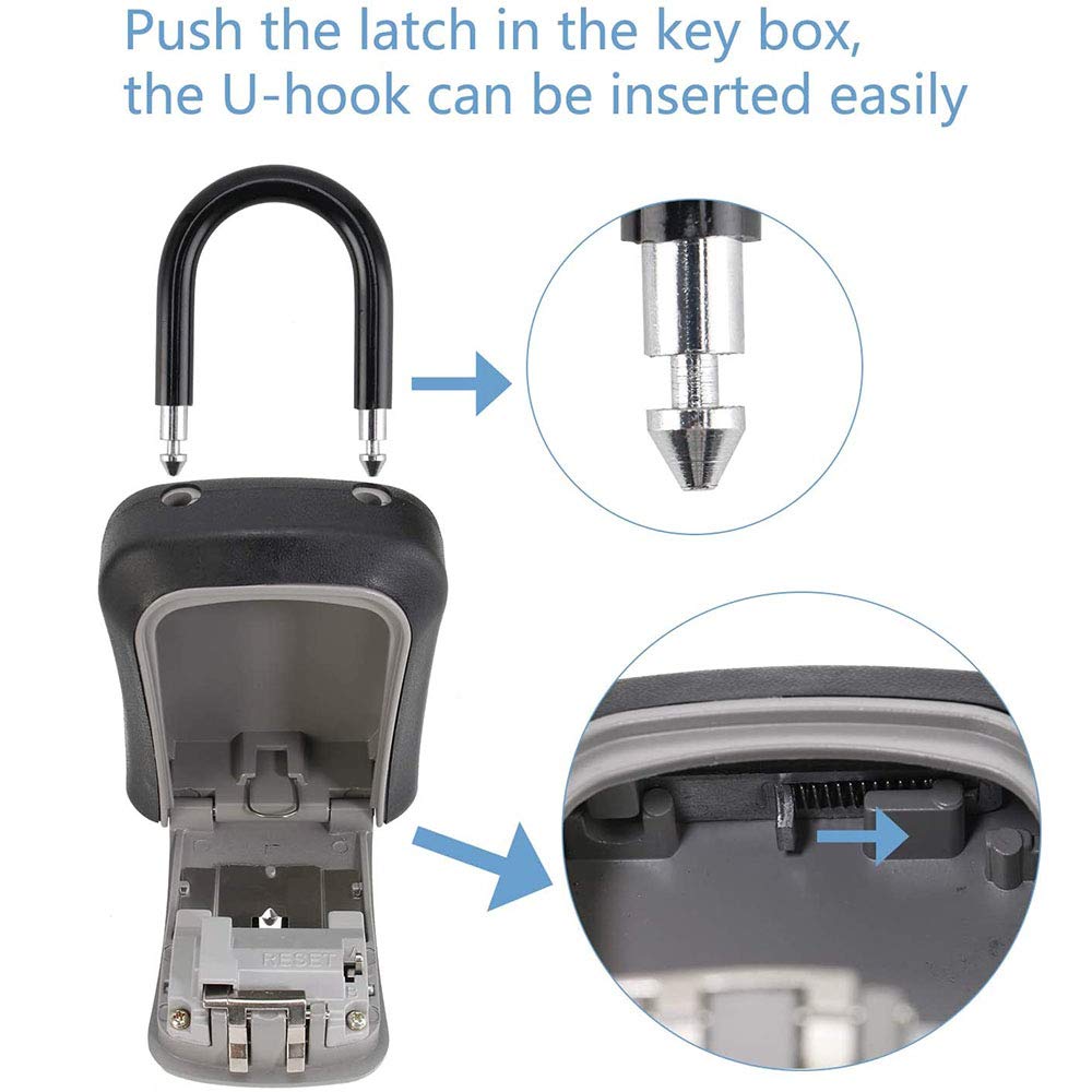 4-Digit Combination Key Lock Box - Secure Wall Mount Key Storage for Home & Business, Weatherproof Outdoor & Indoor Key Safe Box - Perfect for House Keys, Airbnb, Rental Properties, and Office Access