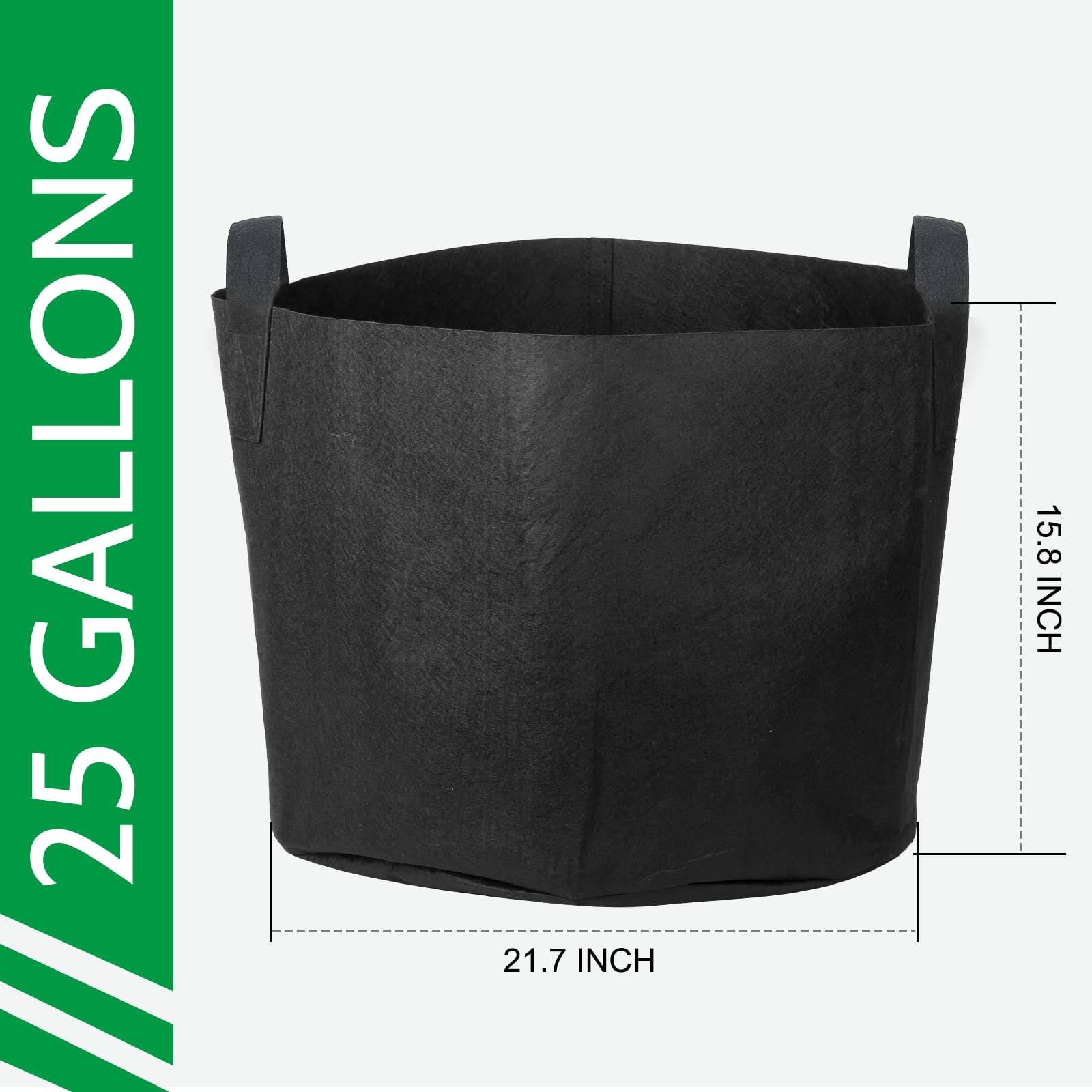 JERIA 12-Pack 25 Gallon Garden Grow Bags - Breathable Fabric Plant Pots with Handles for Vegetables, Flowers & Plants (Black) - Includes 12 Plant Labels - Ideal for Indoor/Outdoor Gardening, Urban Farming & Container Planting