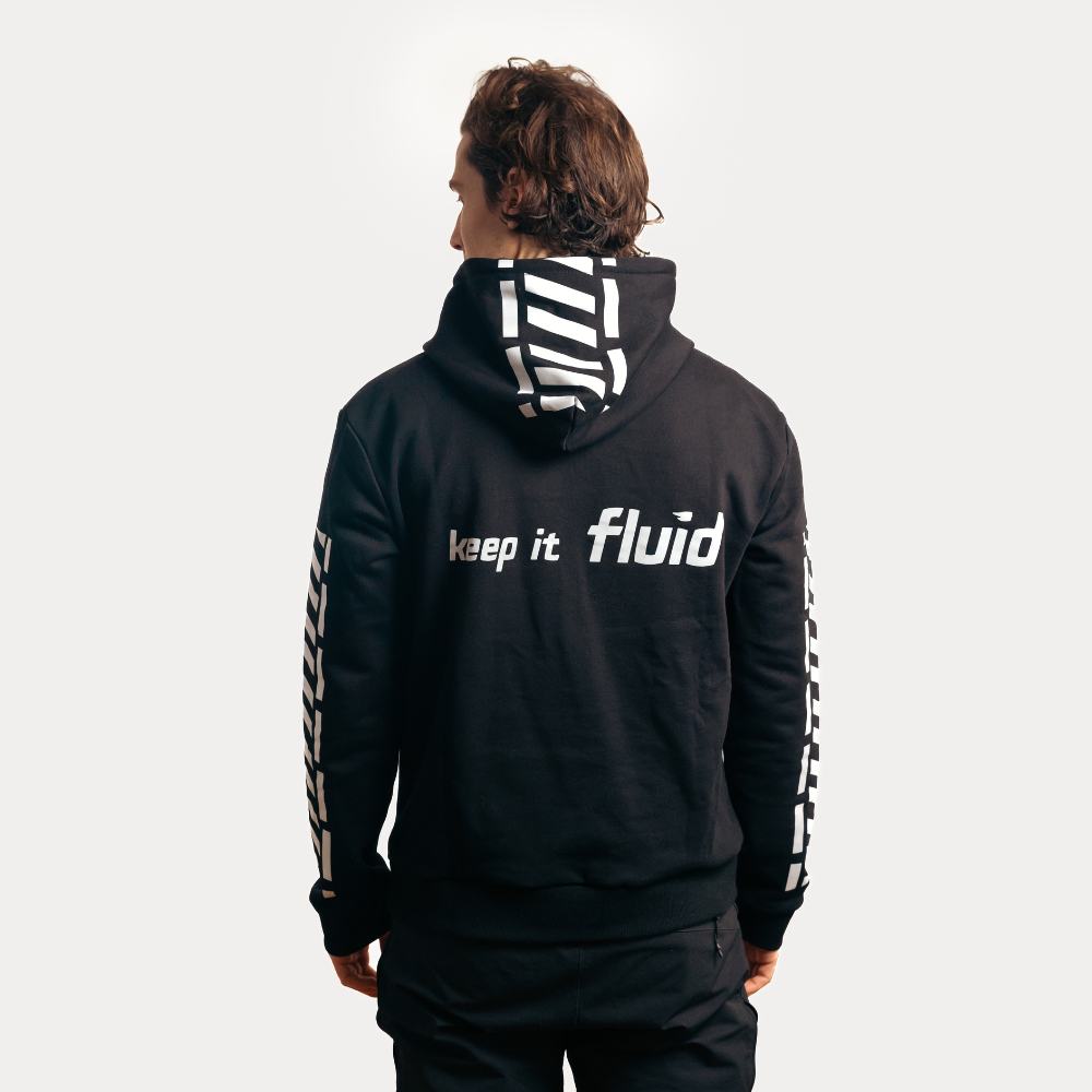 Fluid Rider Hoodie - Black | Stylish & Comfortable Men's Zip Up Hooded Sweatshirt | Perfect for Casual Wear, Gym & Outdoor Activities