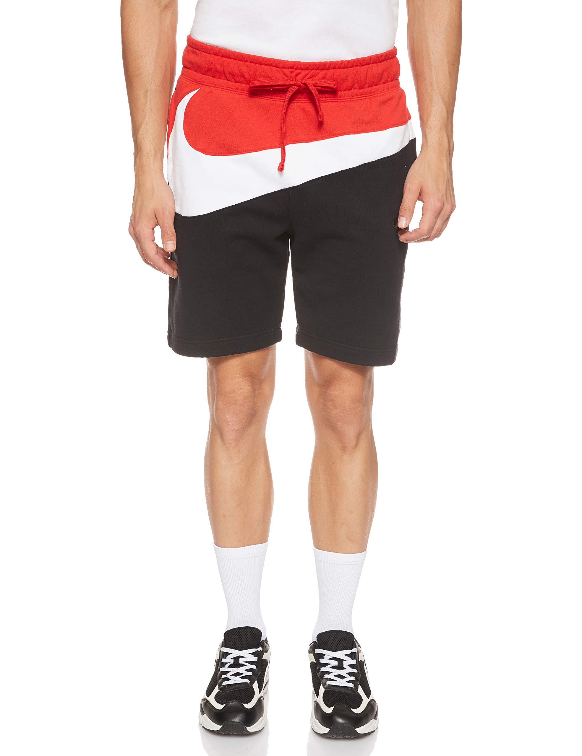 Nike Men's NSW Large Swoosh HBR Shorts AR3161-091 - Size 2XL, Black - Comfortable Athletic Shorts for Running, Gym Workouts & Casual Wear