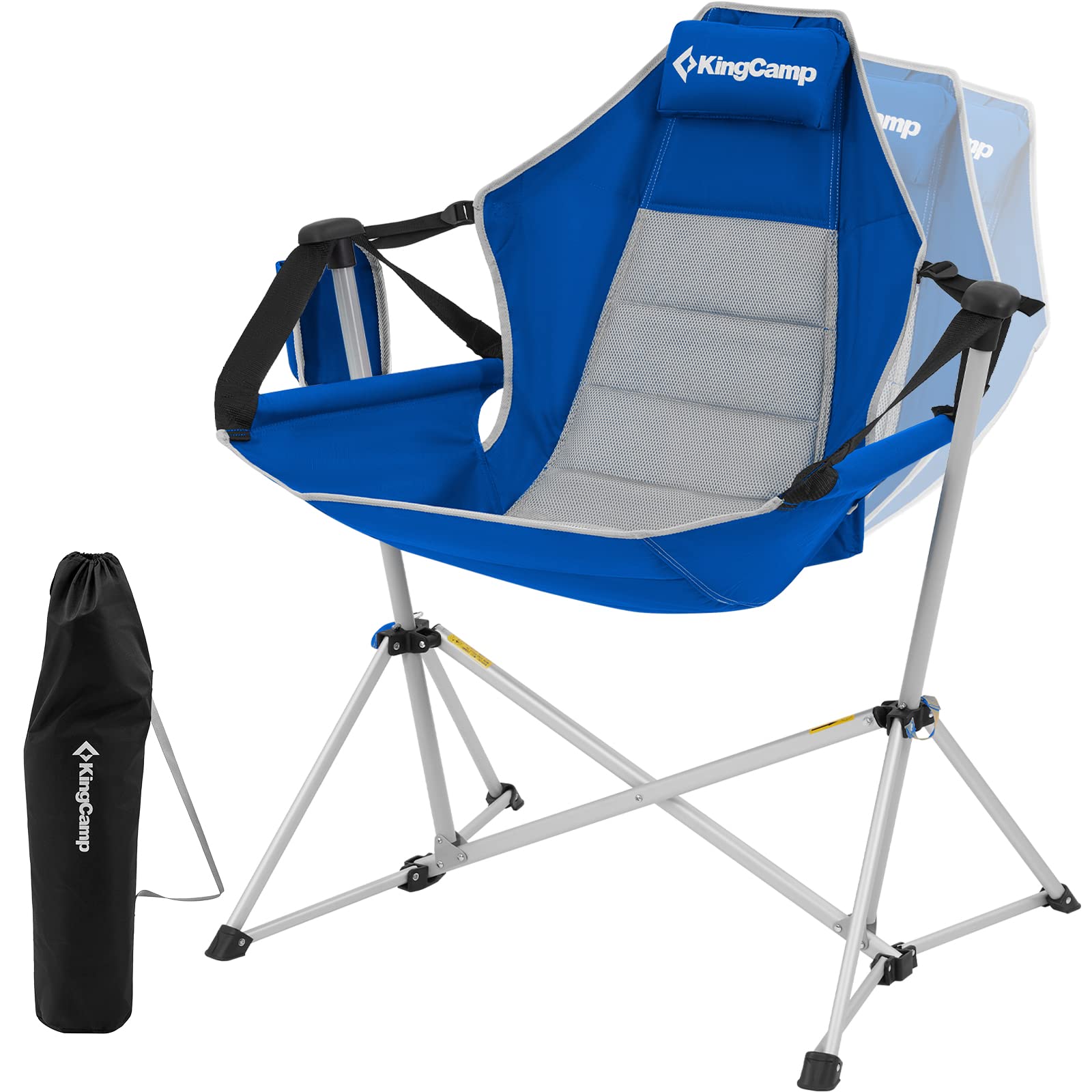 KingCamp Portable Hammock Camping Chair - Lightweight Aluminum Alloy Adjustable Recliner with Pillow & Cup Holder - Perfect for Backyard, Beach, Concerts, Hiking & Outdoor Adventures