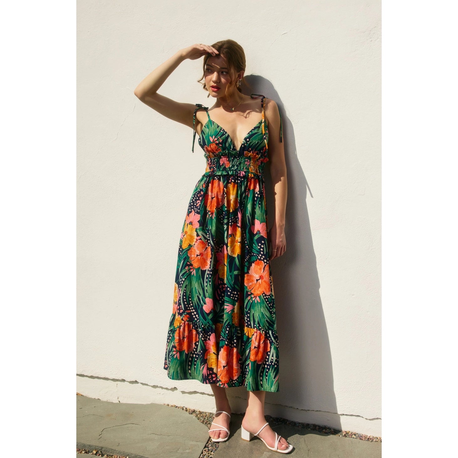Stylish Hibiscus Print Summer Dress for Women - Floral Sundress for Beach, Vacation & Casual Wear