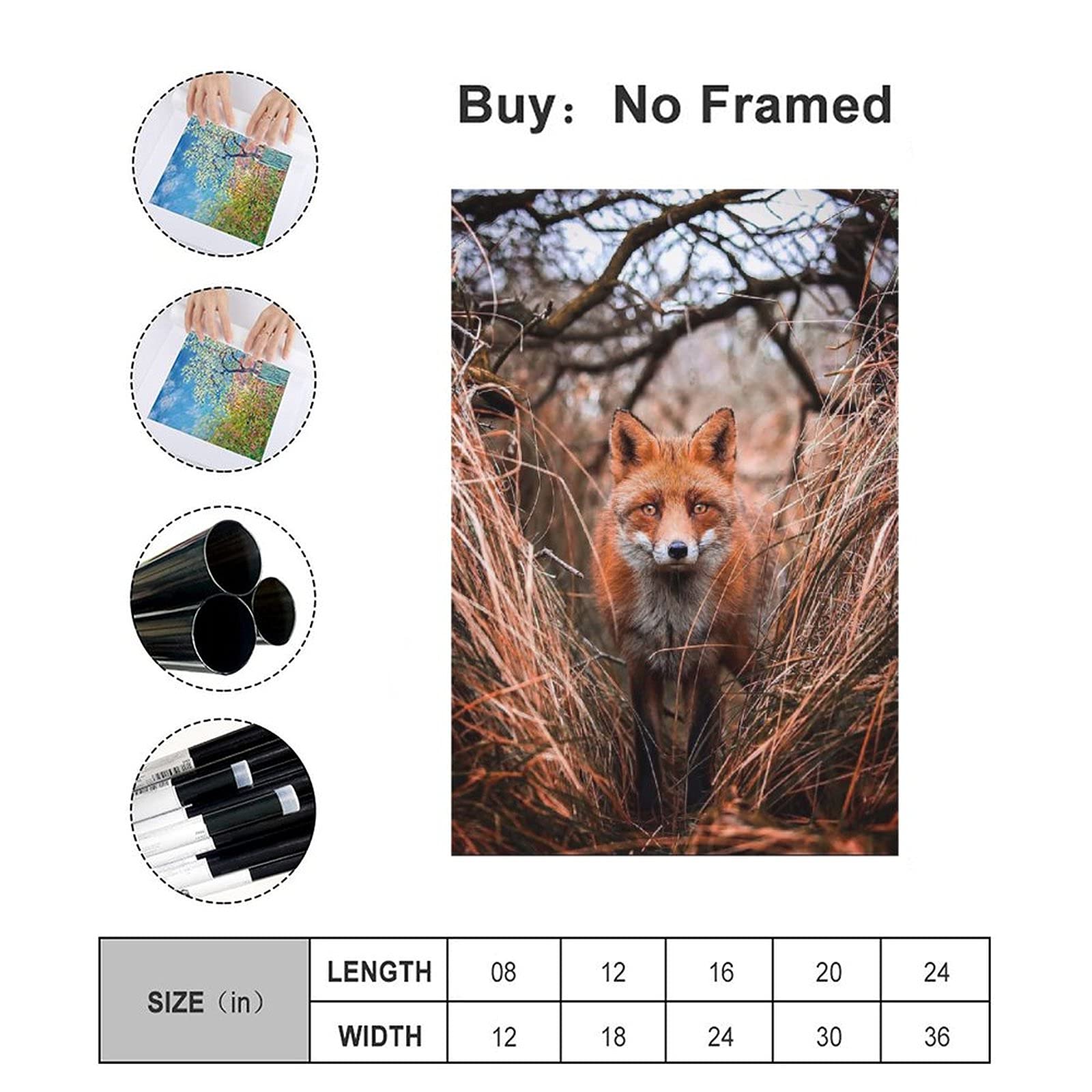 Red Fox Hunting Wildlife Canvas Poster - 8x12 Inches (20x30cm) - Bedroom, Office & Sports Room Decor - Perfect Gift for Nature Lovers | Ideal for Home, Office & Cabin Wall Art