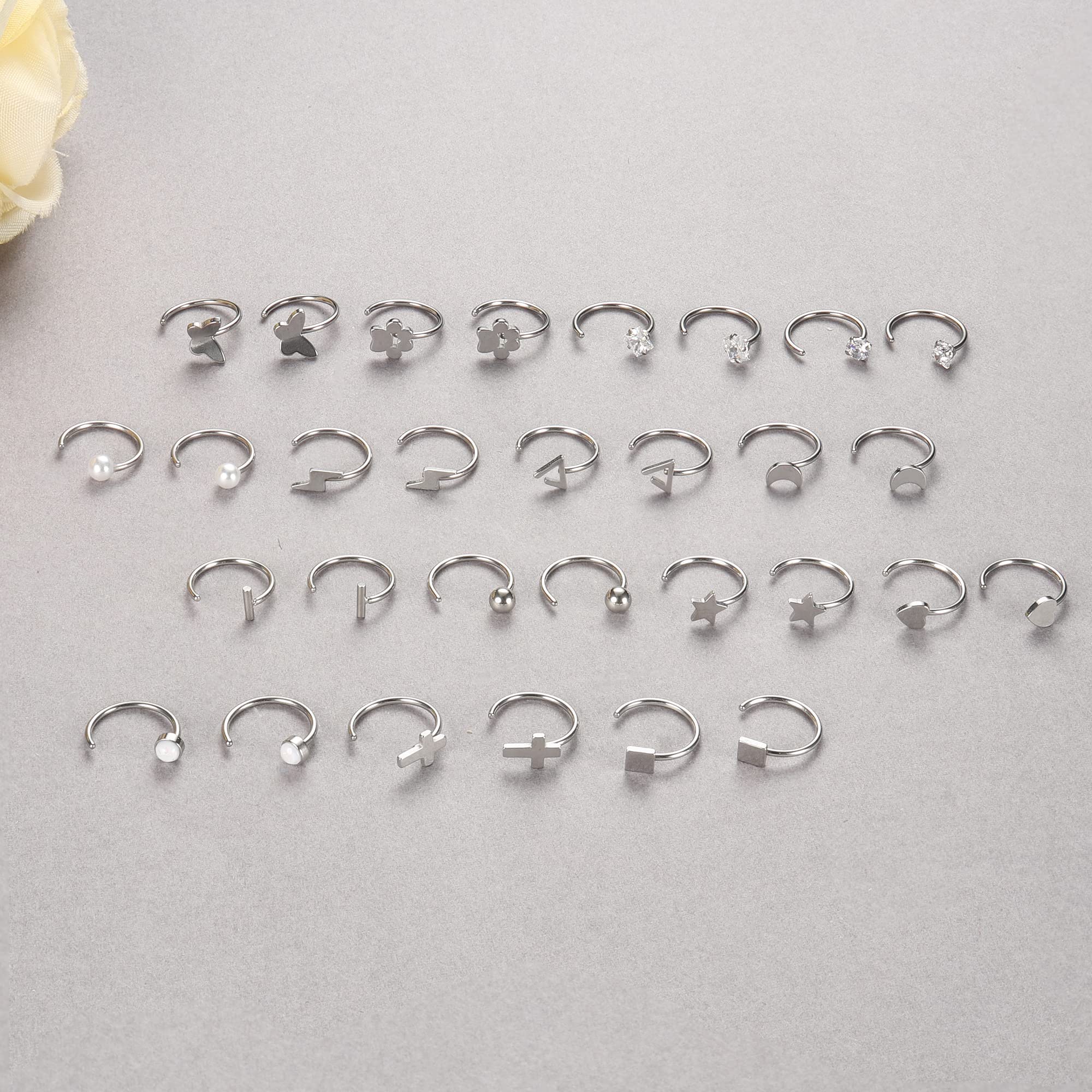 15 Pairs Hypoallergenic Stainless Steel Huggie Stud Earrings for Women - Tiny CZ Ball, Star, Moon & Heart Designs - Silver & Gold Half Hoop Cartilage Earrings 20G | Perfect for Daily Wear, Gifts & Special Occasions