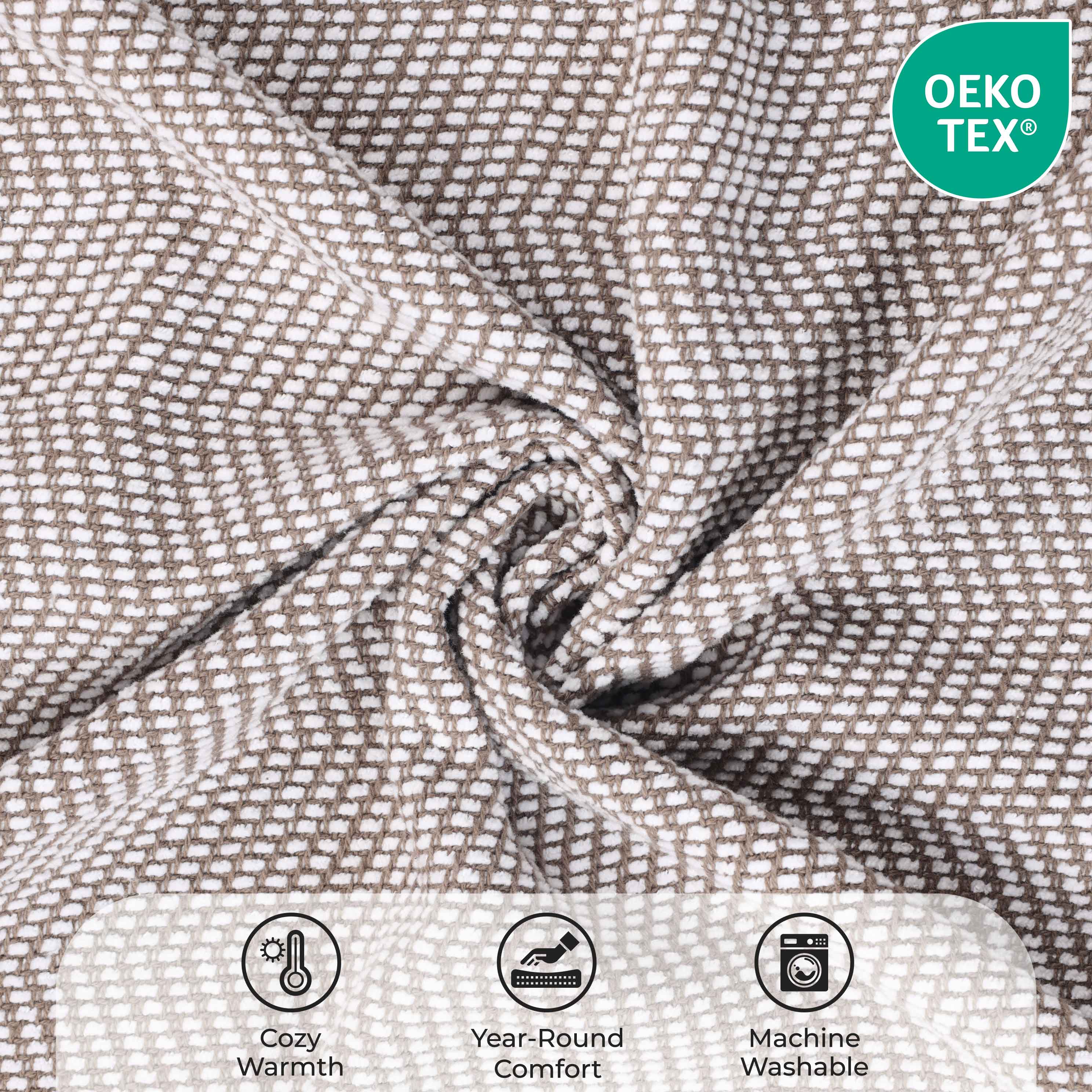 Premium Maya Chenille Herringbone Cotton Blanket - Medium Weight Soft Throw for Bed, Sofa & Couch - Cozy Home Decor for All Seasons
