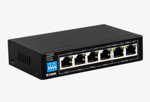 D-Link DES-1006P 6-Port Unmanaged PoE Switch with 4 PoE+ Ports - Ideal for Home Office, Small Business Network & IP Camera Setup