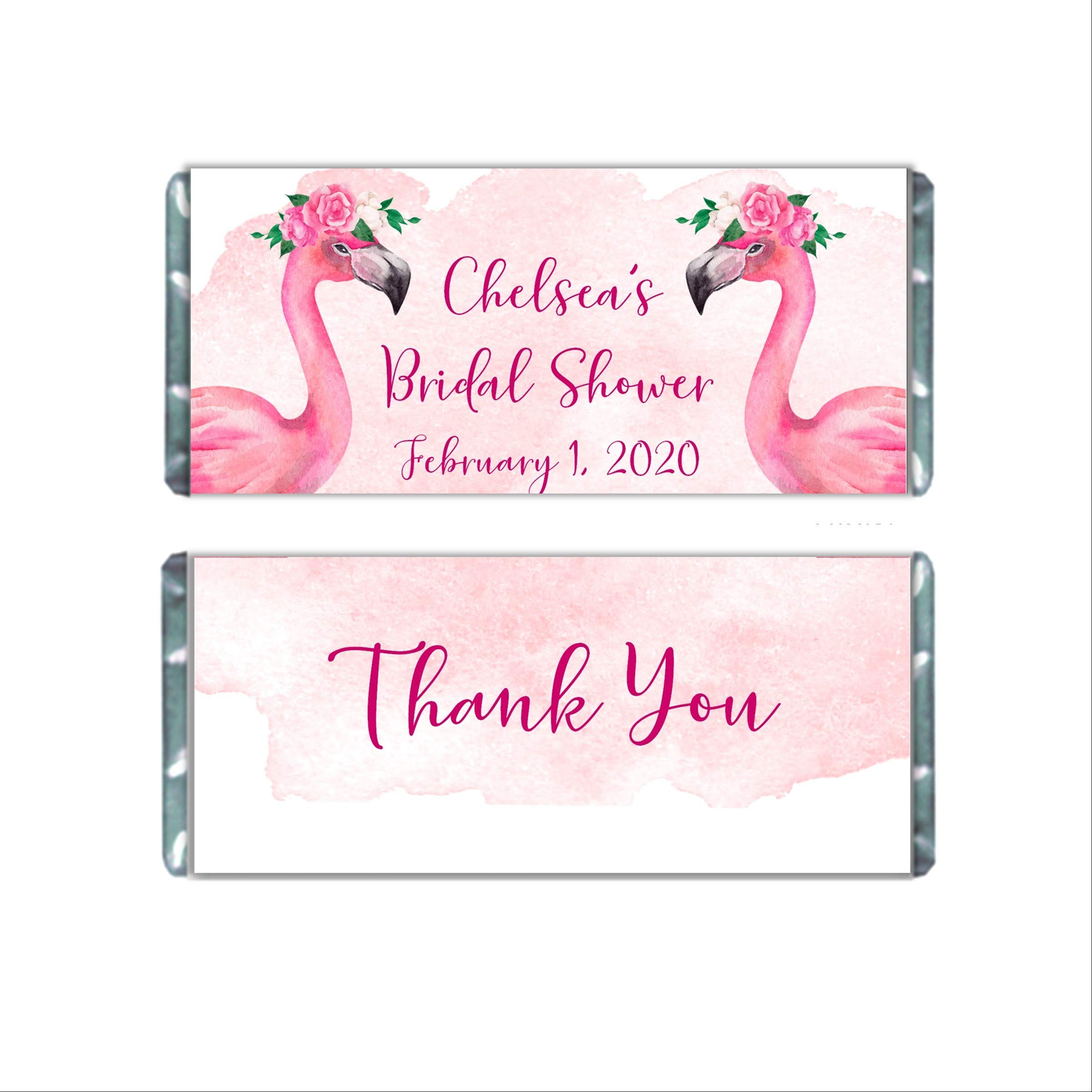 Custom Floral Flamingo Candy Wrappers - Personalized Chocolate Bar Labels for Birthday Party Favors (Pack of 20) - Perfect for Baby Showers, Bridal Parties & Themed Events