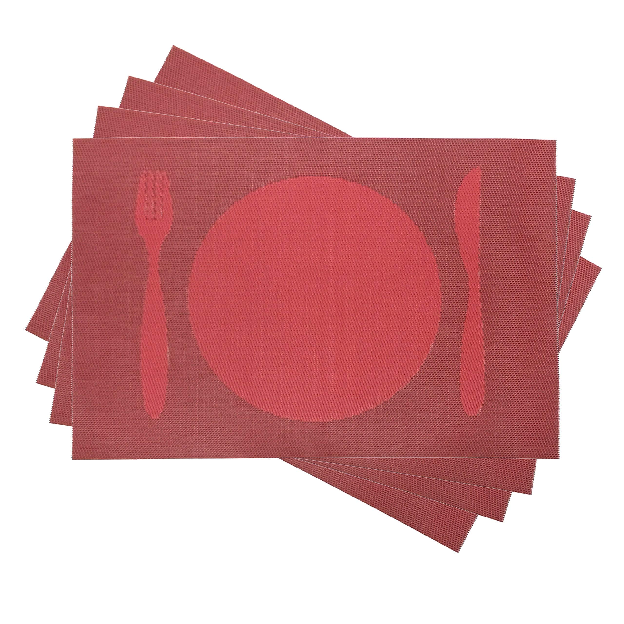 Kashi Home Easy Clean Quick Drying PVC Plastic Knife and Fork Woven Vinyl Kitchen Table Placemats - 12