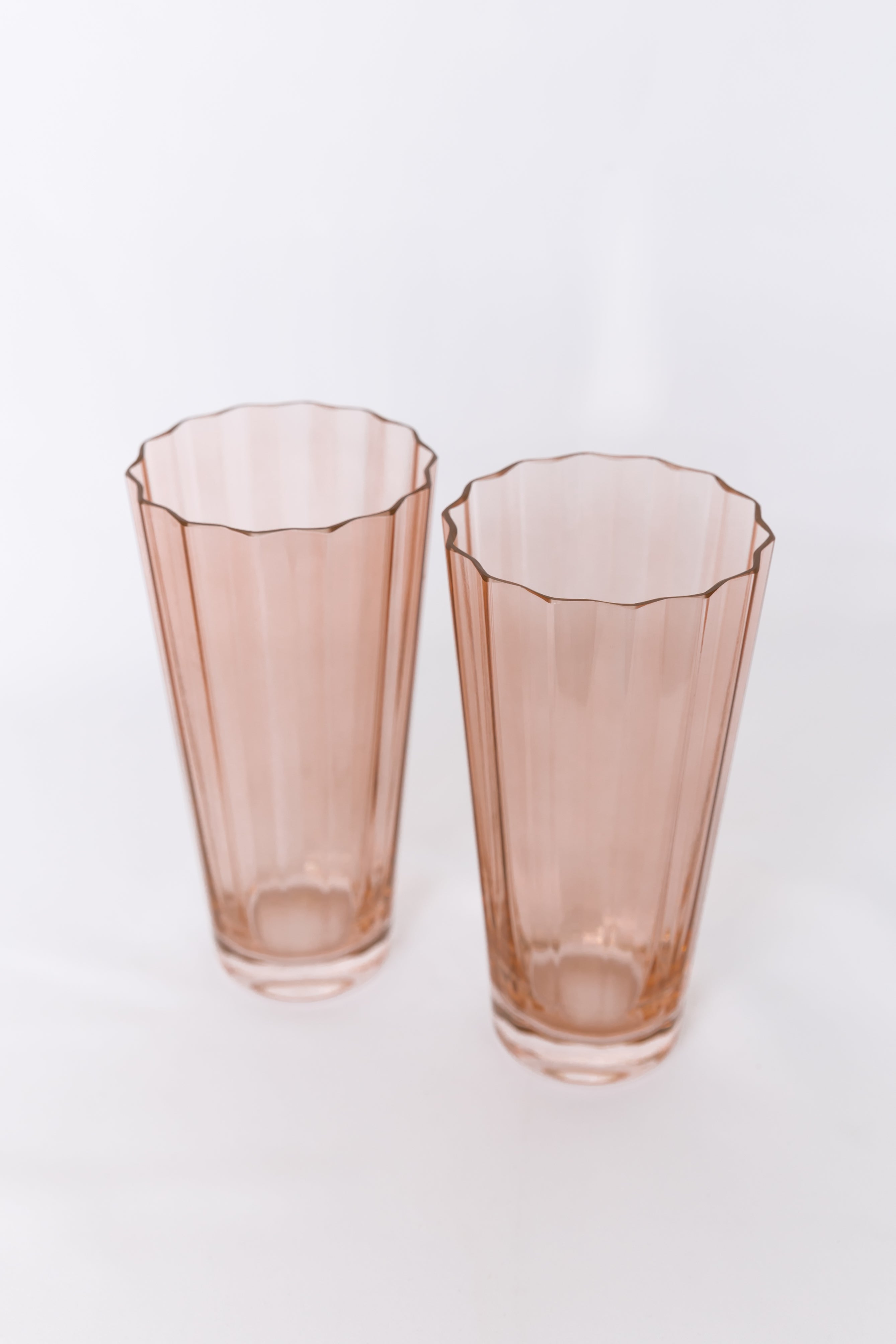Estelle Colored Sunday Highball Glasses - Set of 2 (Blush Pink) | Elegant Cocktail & Whiskey Drinking Glasses for Home Bar, Parties & Gifts