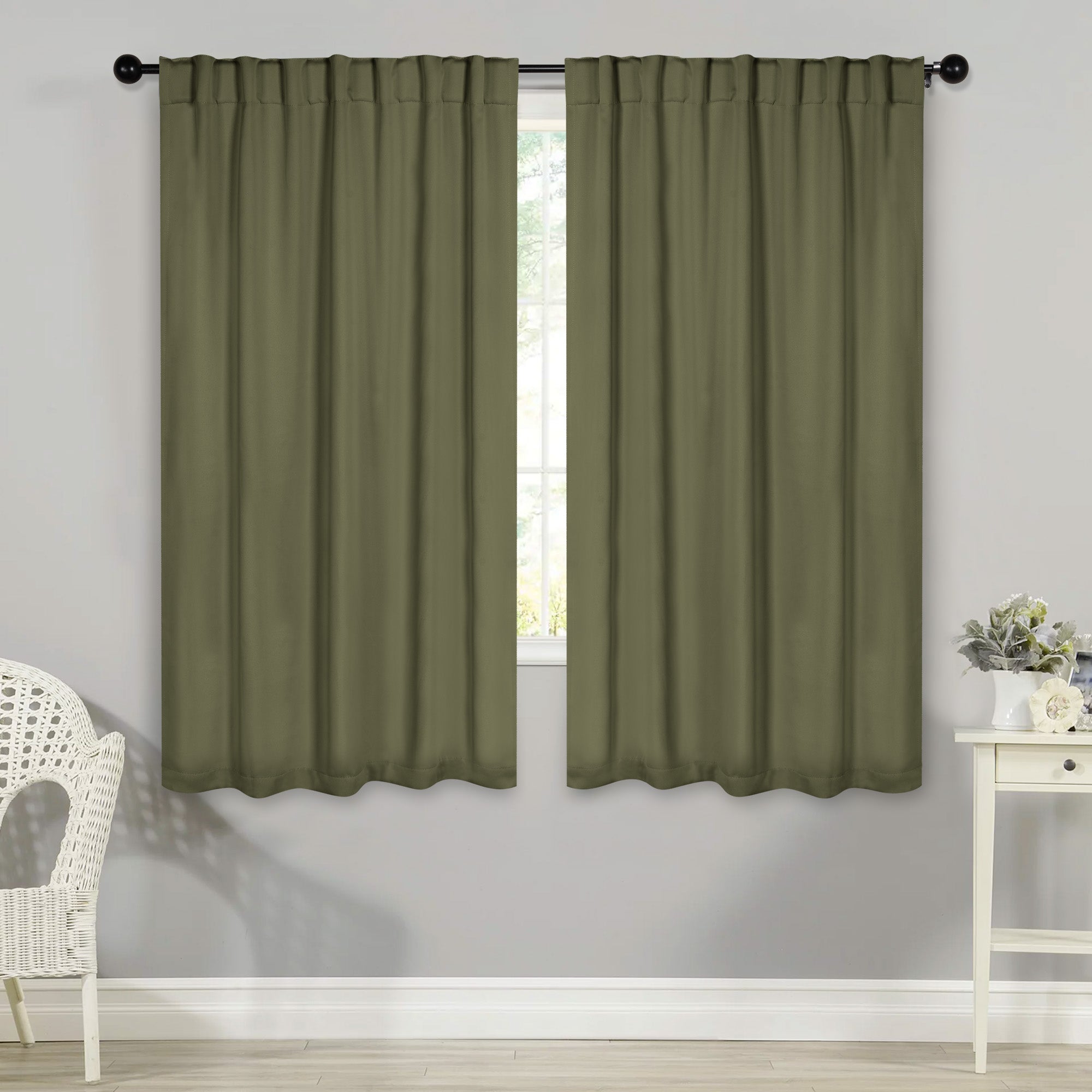 Blackout Curtains for Bedroom - Solid Room Darkening Thermal Insulated Curtains with Back Tabs, Set of 2 Panels - Perfect for Nursery, Home Theater & Light Sleepers