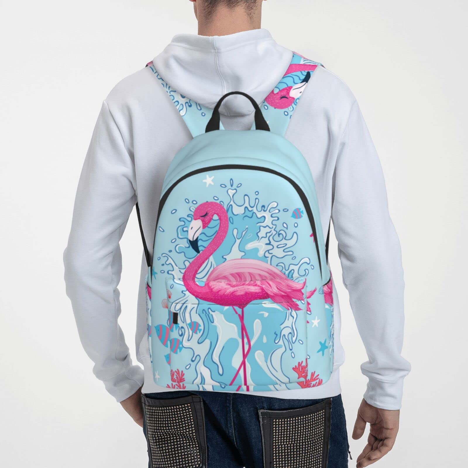 Delerain 16 Inch Flamingo Print Laptop Backpack - Waterproof School Bookbag, Travel Daypack & Work Bag for Women & Men | Perfect for College, Commuting & Weekend Getaways