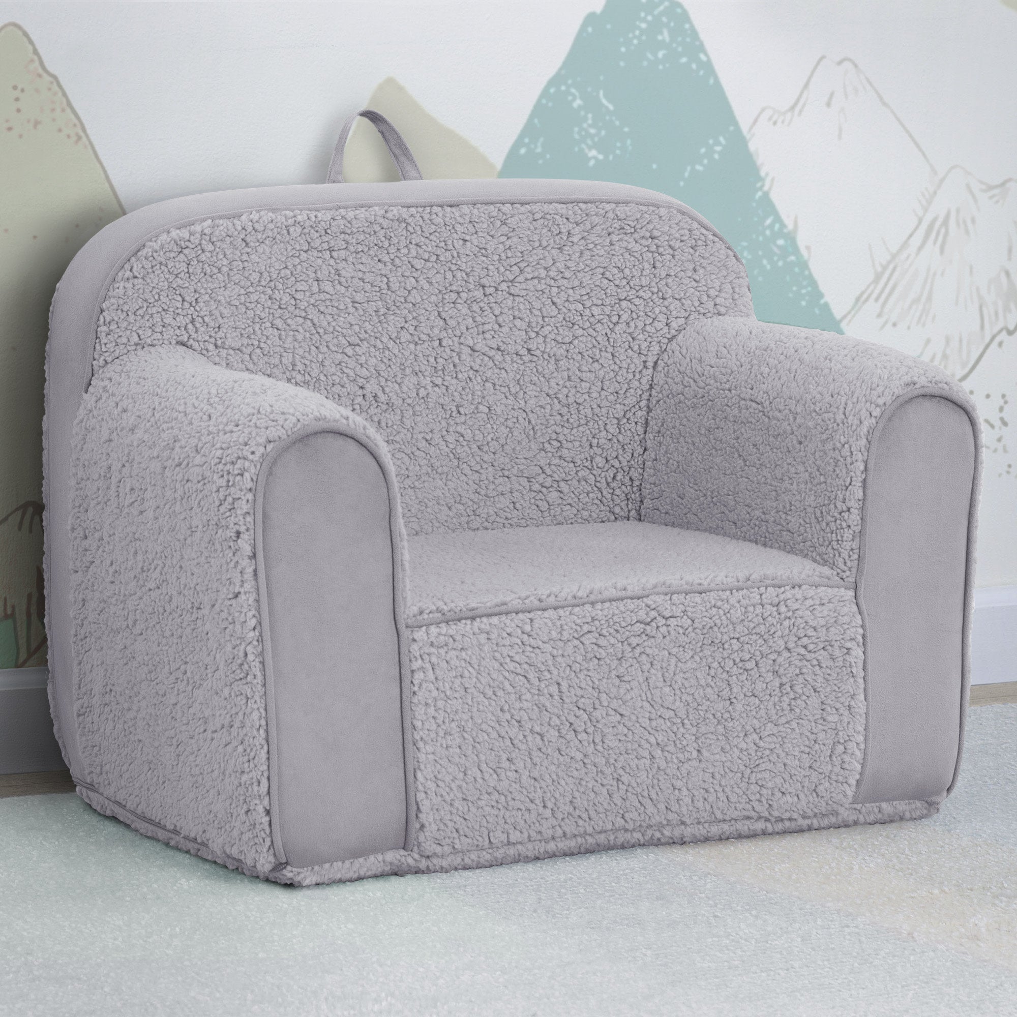 Cozy Sherpa & Suede Kids Chair - Soft Plush Children's Armchair for Reading, Gaming & Relaxing in Bedroom or Playroom