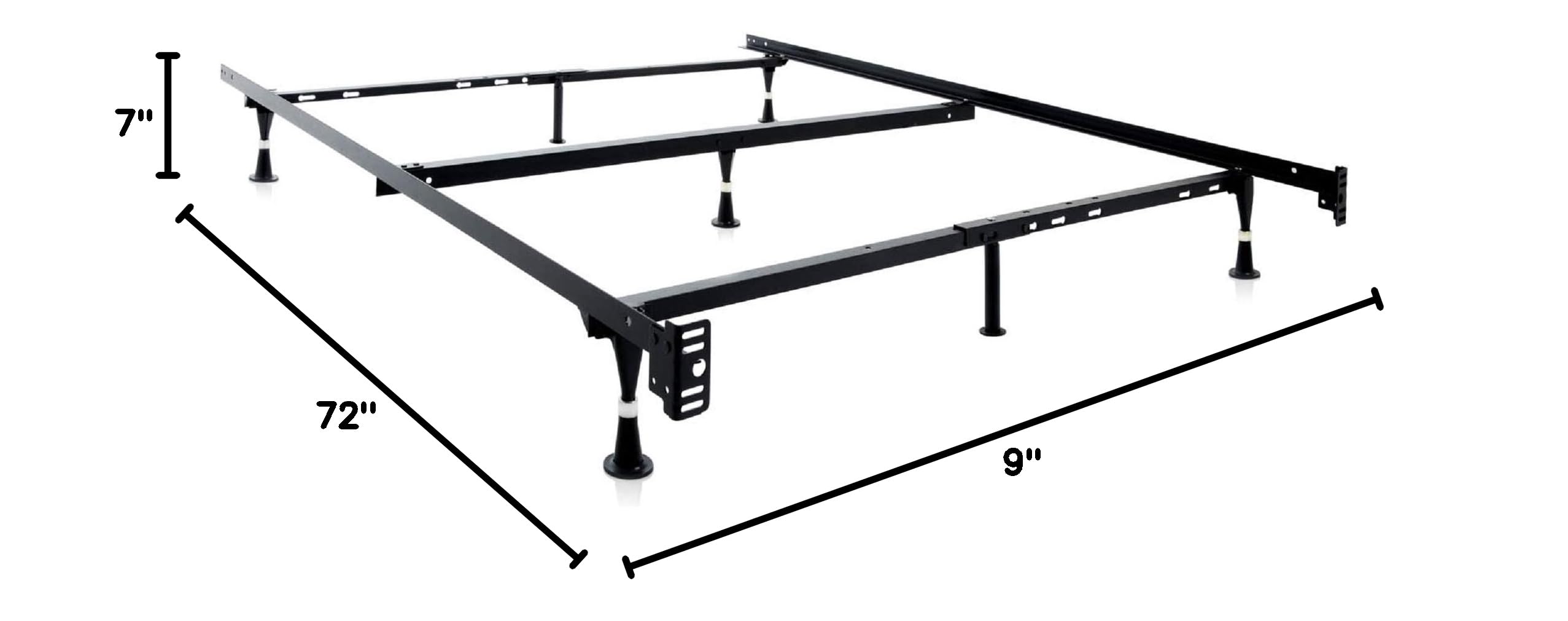 Heavy Duty Adjustable Metal Bed Frame with 7 Legs & Center Support - Queen/Full XL/Full/Twin XL/Twin Size | Sturdy Support for Mattress | Perfect for Guest Rooms, Dormitories & Home Use
