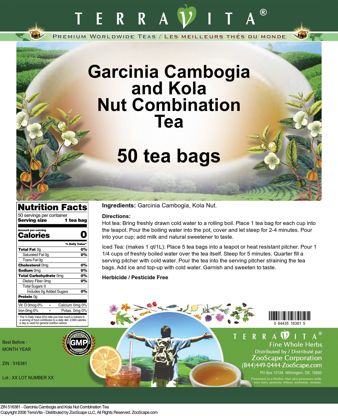 Premium Garcinia Cambogia & Kola Nut Herbal Tea Blend - 50 Tea Bags per Box (3-Pack) | Natural Weight Management Support | Perfect for Morning Energy & Afternoon Relaxation