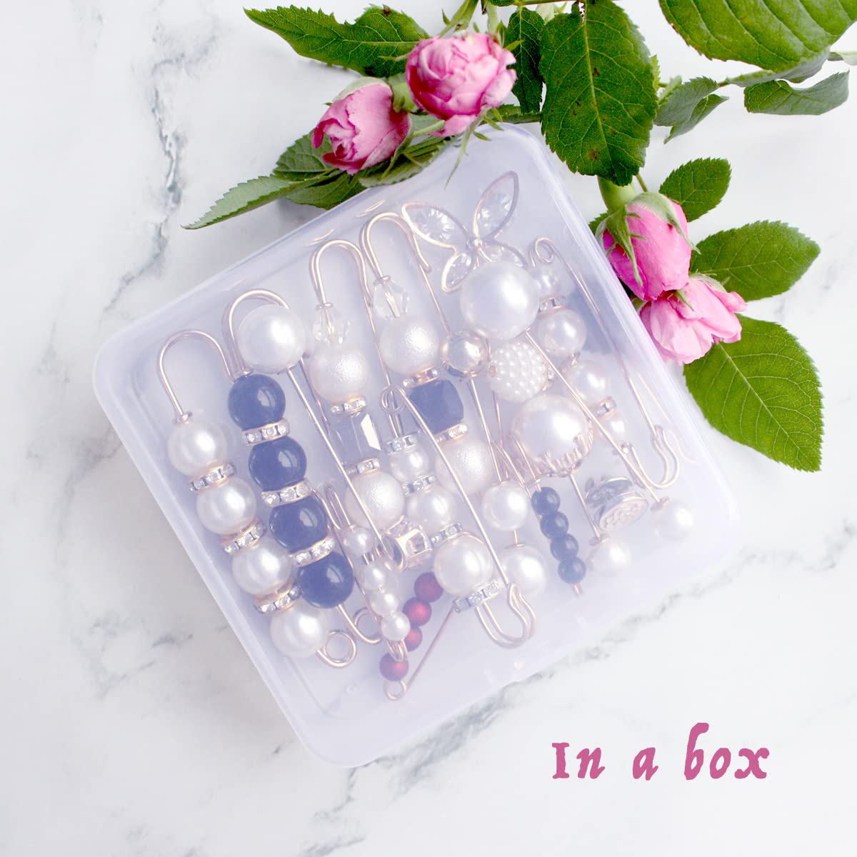 15-Piece Fashion Safety Pin Set with Faux Pearl Brooches - Heavy Duty Large Safety Pins for Women's Clothing, Dresses & Accessories - Perfect for DIY Fashion, Costume Jewelry & Outfit Decoration