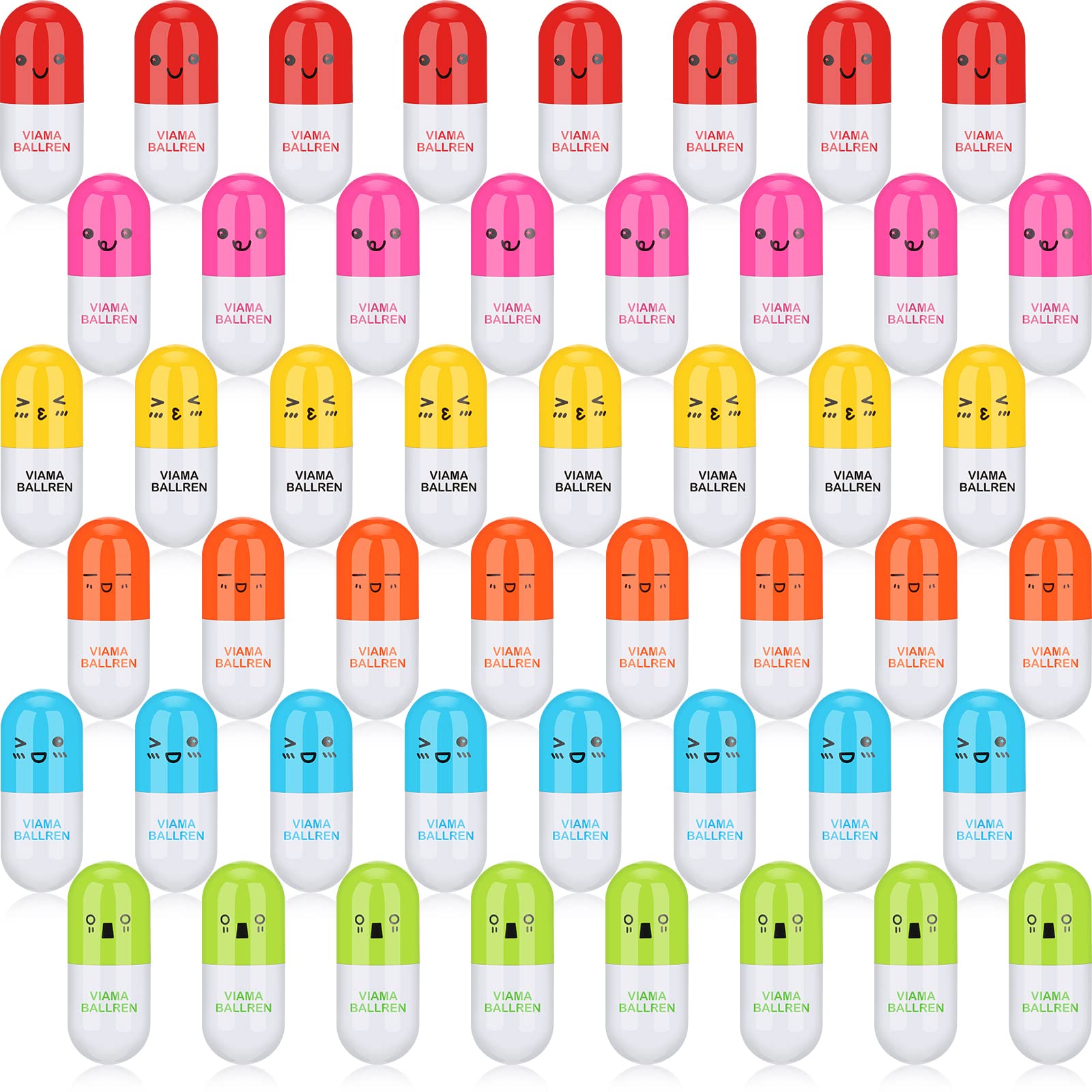 Retractable Ballpoint Pens - Cute Cartoon Pill Shaped Highlighters with Smiling Face Capsule Design, Fun Spinner Mini Pharmacy Novelty Pens for Nurses, Students & School Supplies (6 Vibrant Colors, 48-Pack) - Perfect for Note-Taking, Gift Giving & Office Fun
