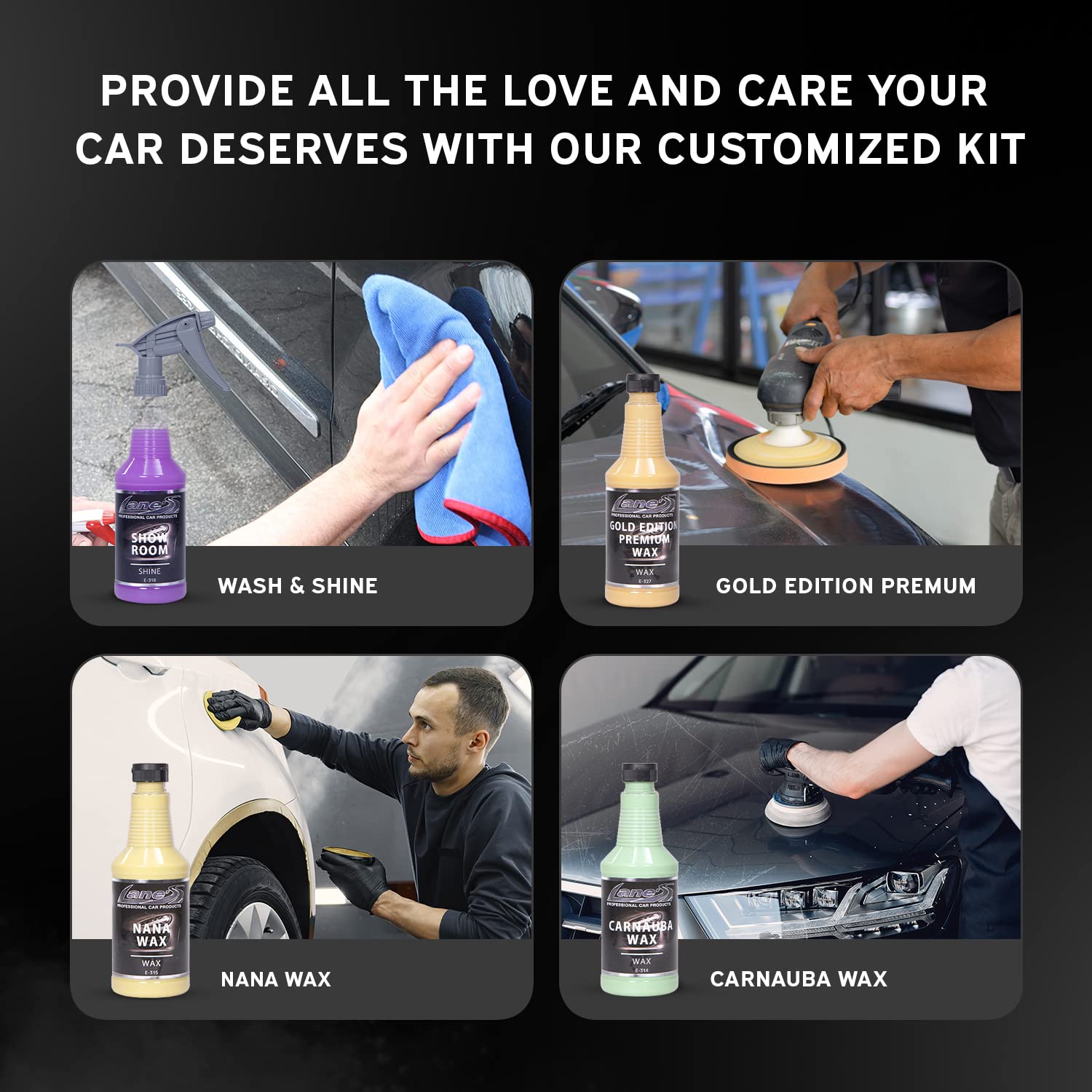 Premium Carnauba Car Wax Kit for Ultimate Shine – Includes Carnauba Soft Wax, Nana Wax, Gold Edition Wax & Shine Spray – Multi-Surface Car Polish for Quick Shine – 32oz Exterior Car Care Set – Perfect Car Gift for Men & Auto Enthusiasts – Ideal for Detailing, Show Cars & Daily Vehicle Maintenance