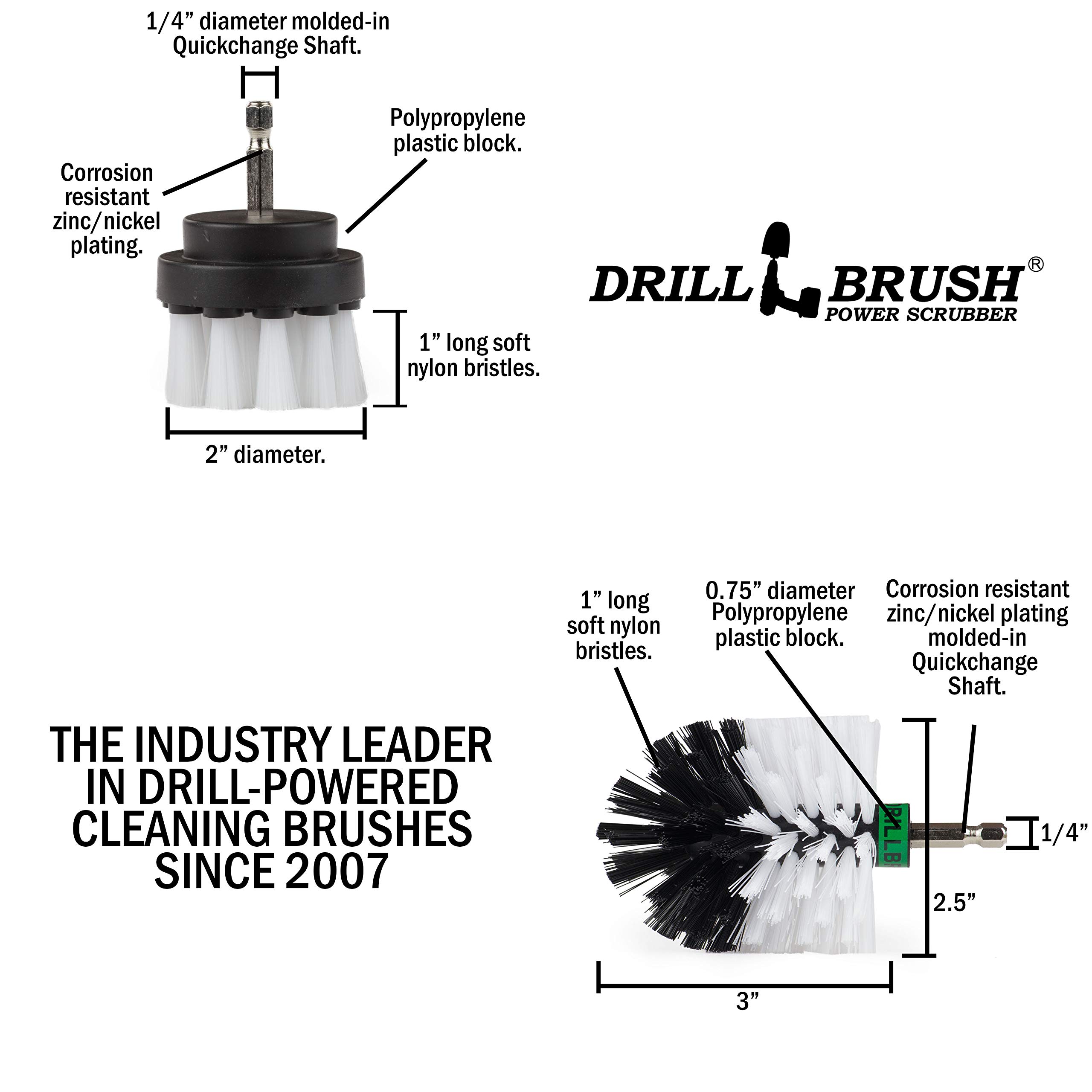 Drill Brush Kit for Car Detailing - Automotive & Truck Wheel Cleaner, Interior Scrub Brushes - Car Wash & Cleaning Tools Set for Auto Detailing - Perfect for DIY Car Cleaning, Detailing Professionals & Home Use